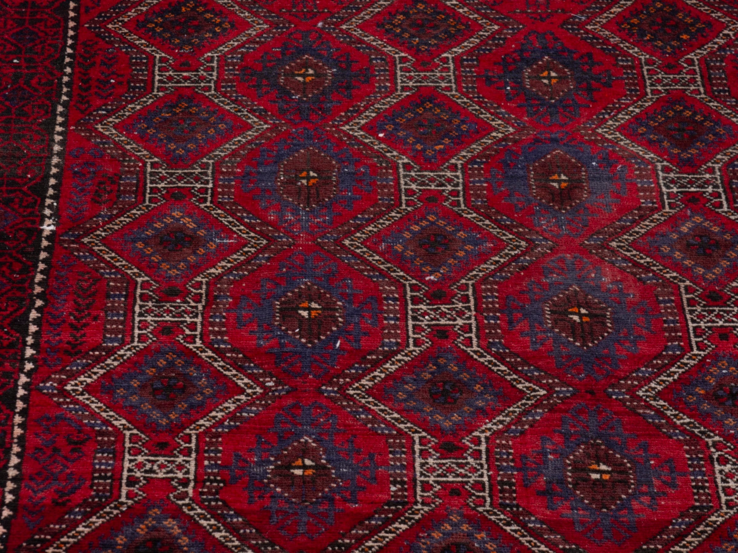 Persian Baluch accent rug in burgundy and deep red, view 7 of 19