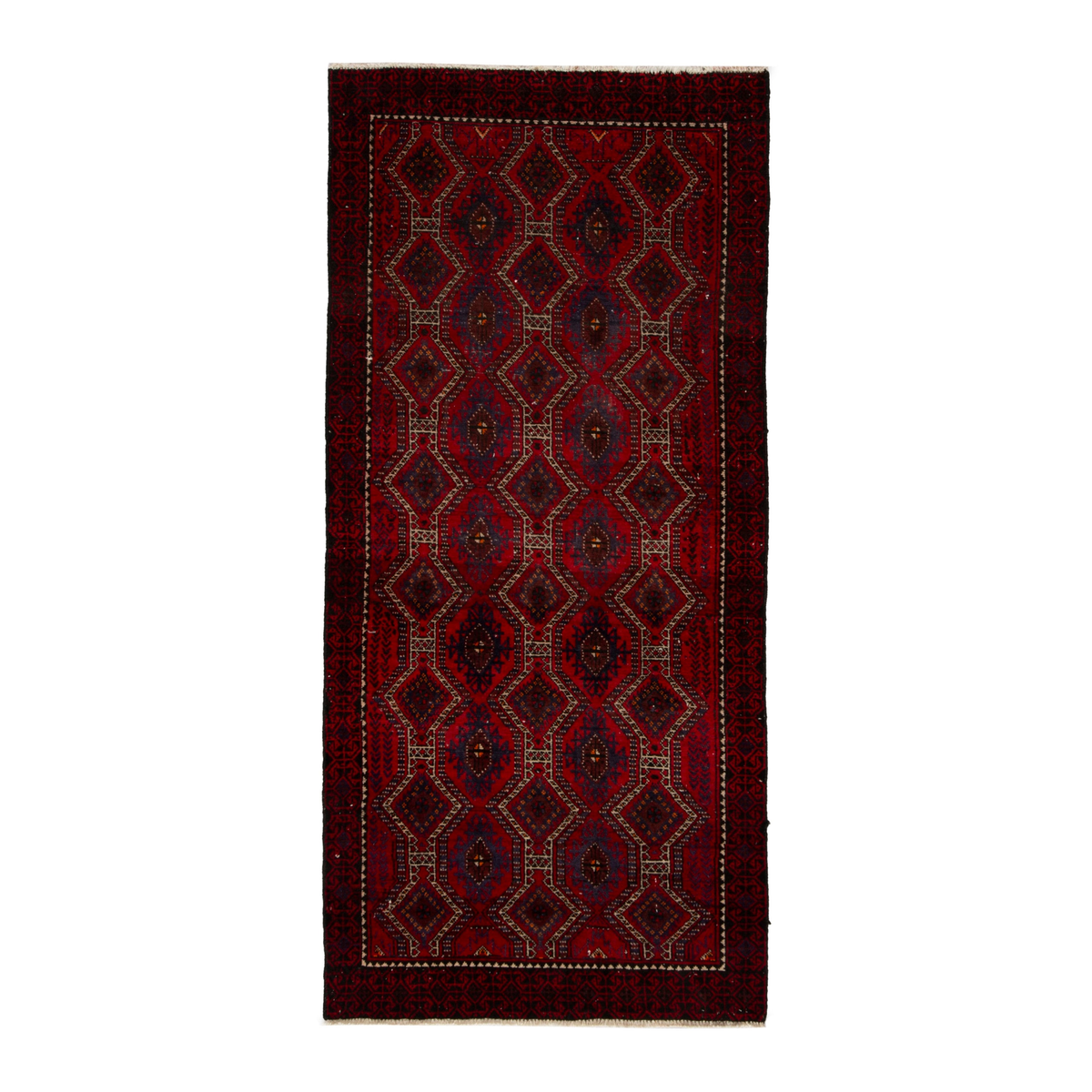 Persian Baluch accent rug in burgundy and deep red, 2'11" x 5'9"