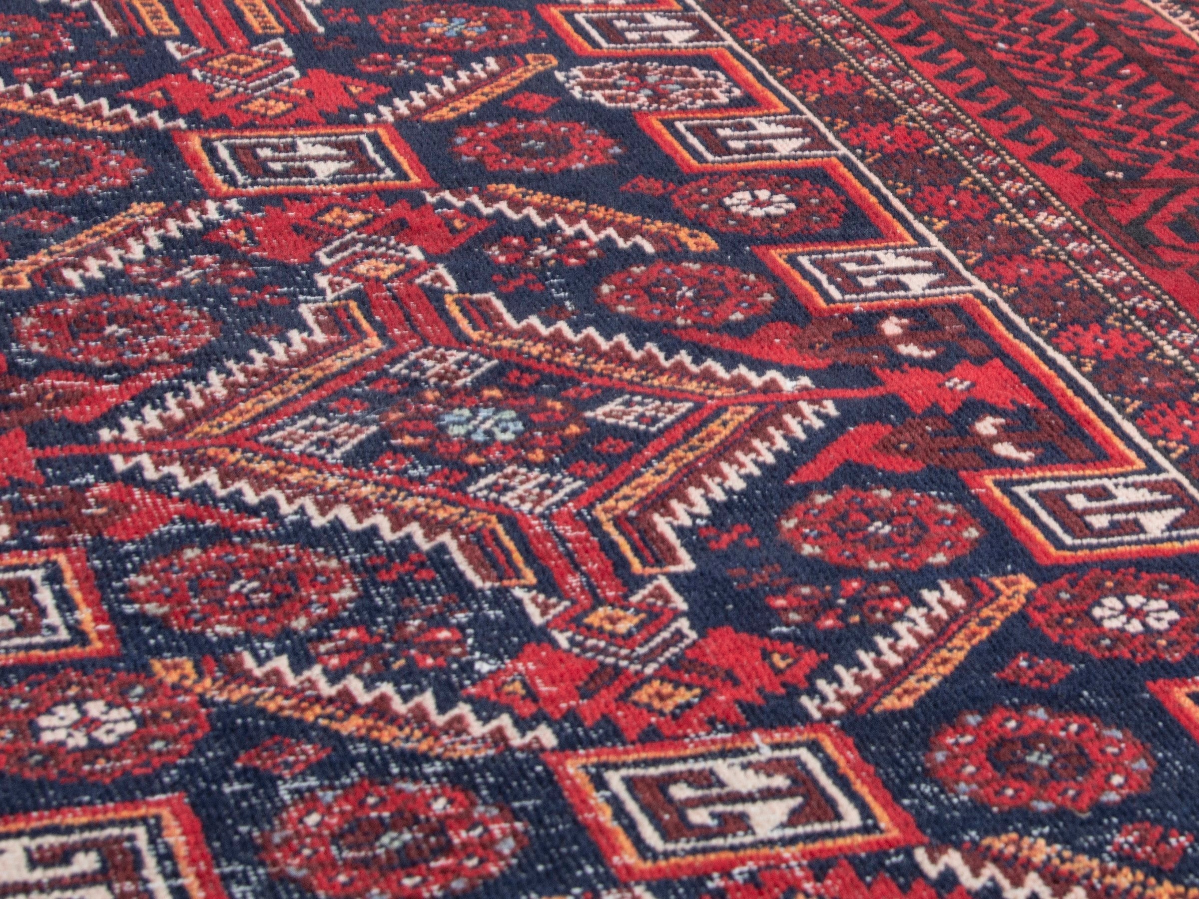 Persian Baluch runner rug in burgundy and deep red, view 8 of 18