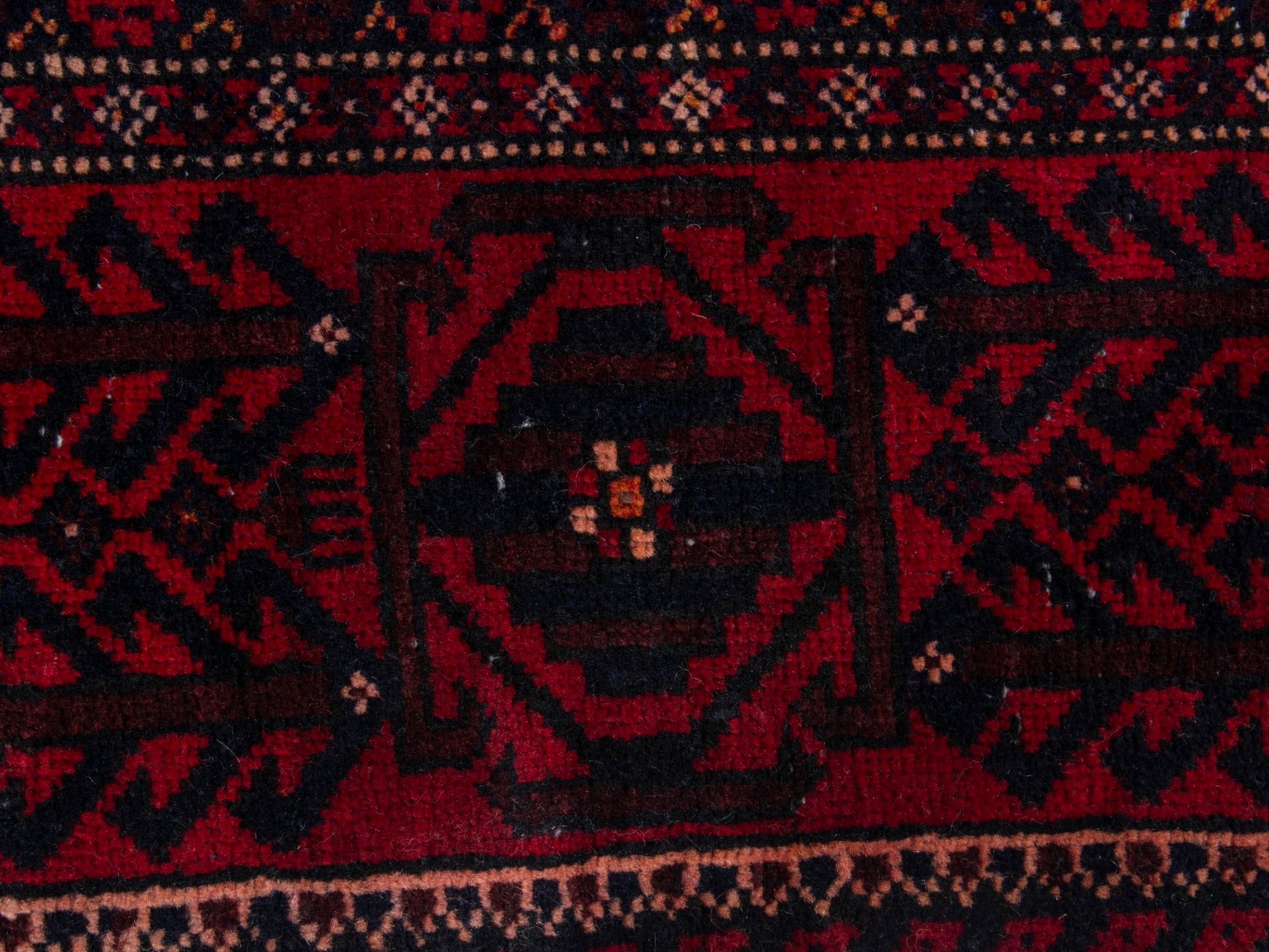 Persian Baluch runner rug in burgundy and deep red, view 11 of 18