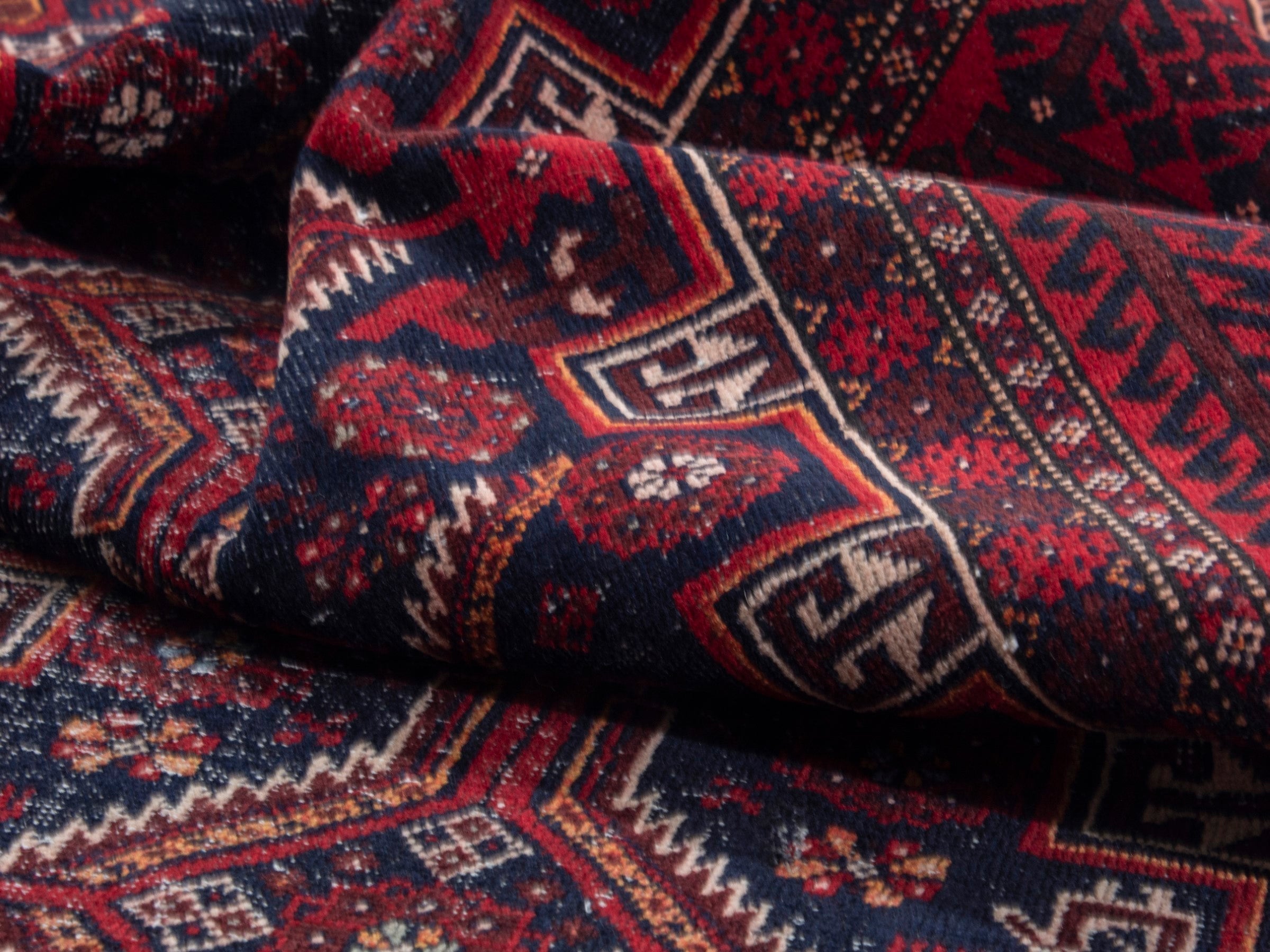 Persian Baluch runner rug in burgundy and deep red, view 17 of 18