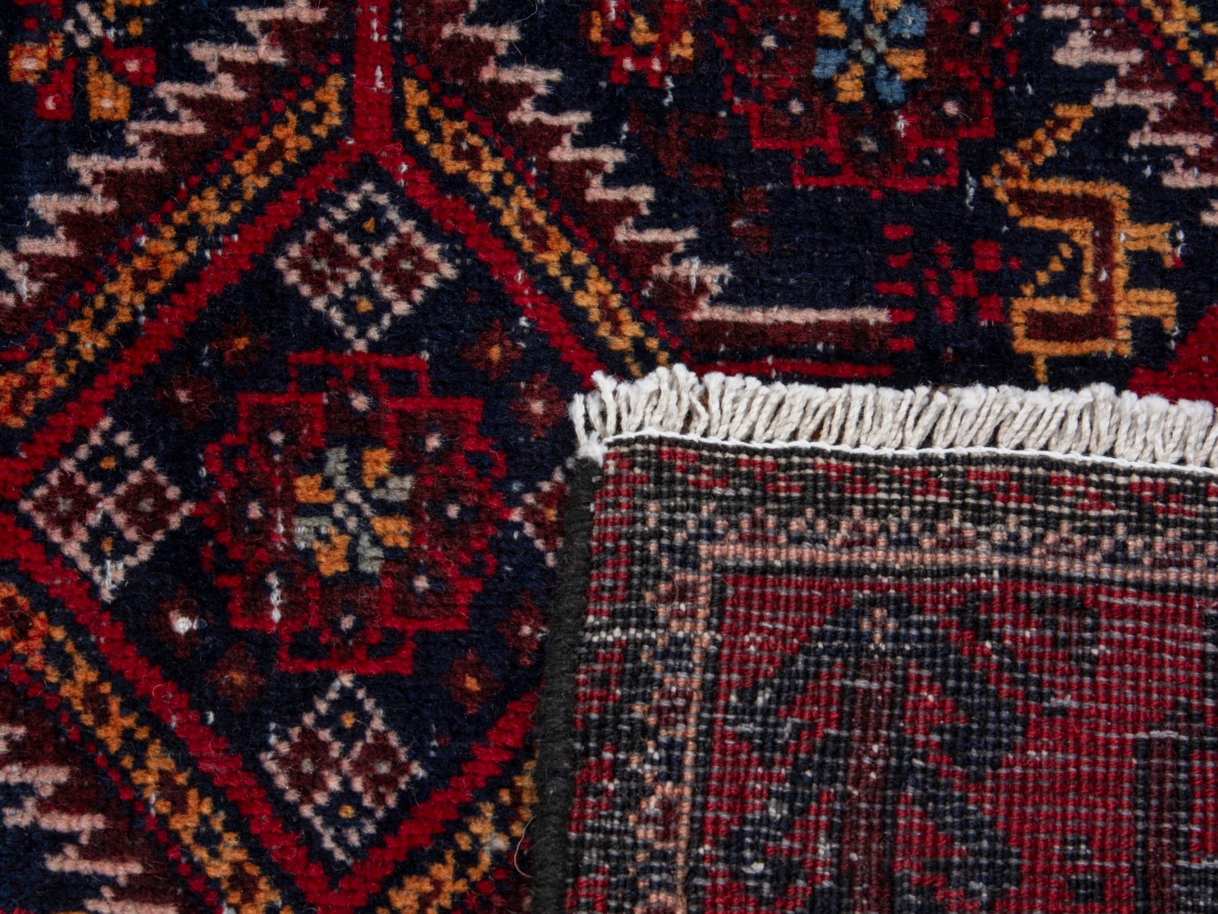Persian Baluch runner rug in burgundy and deep red, view 18 of 18