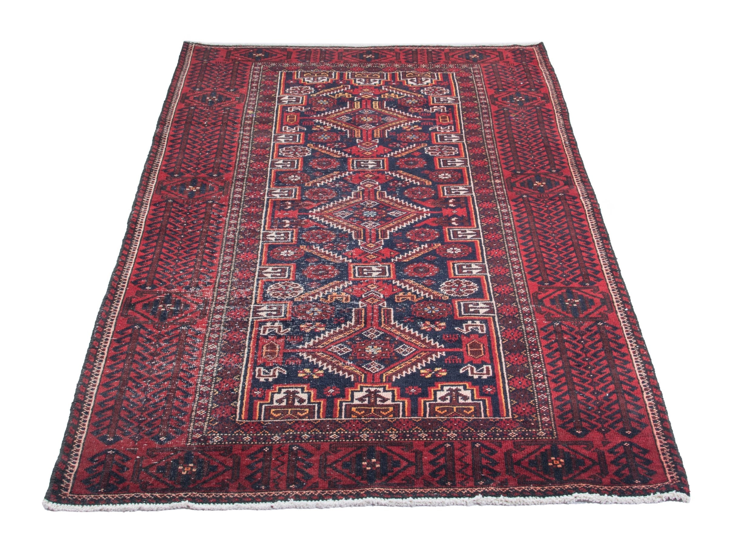 Persian Baluch runner rug in burgundy and deep red, view 2 of 18