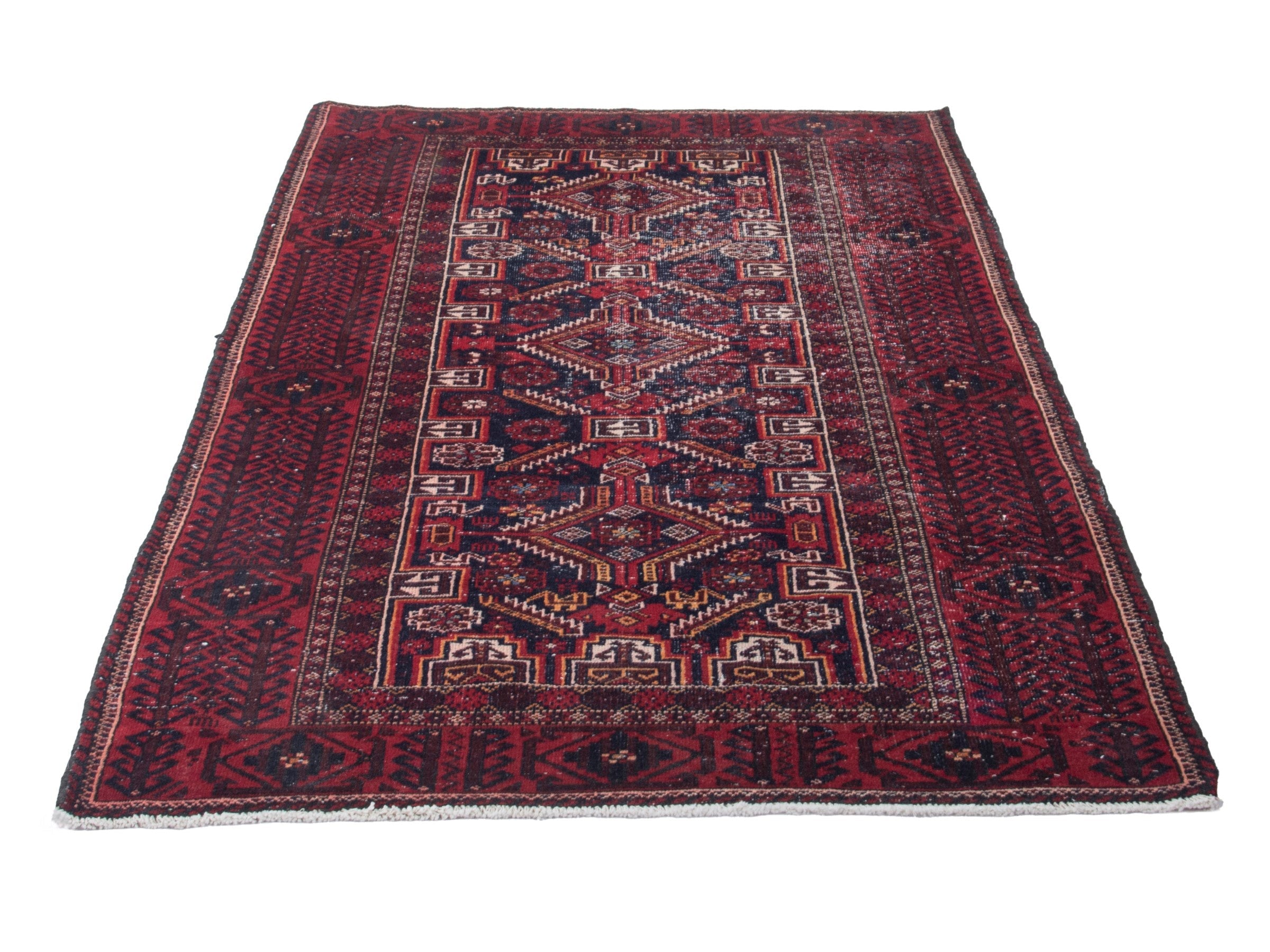 Persian Baluch runner rug in burgundy and deep red, view 3 of 18
