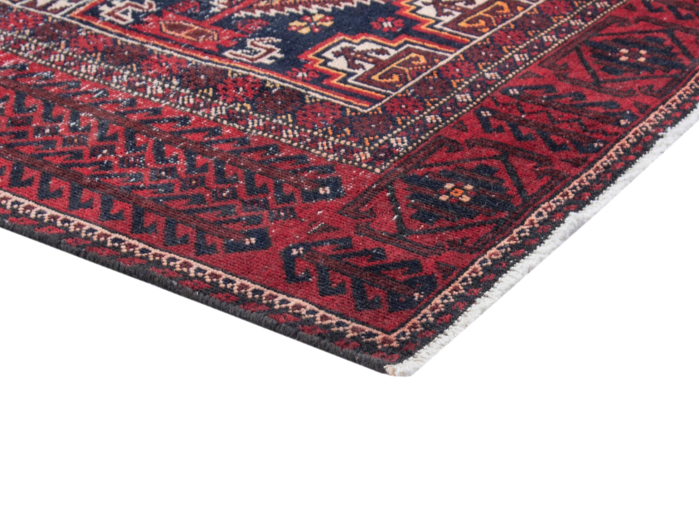 Persian Baluch runner rug in burgundy and deep red, view 5 of 18