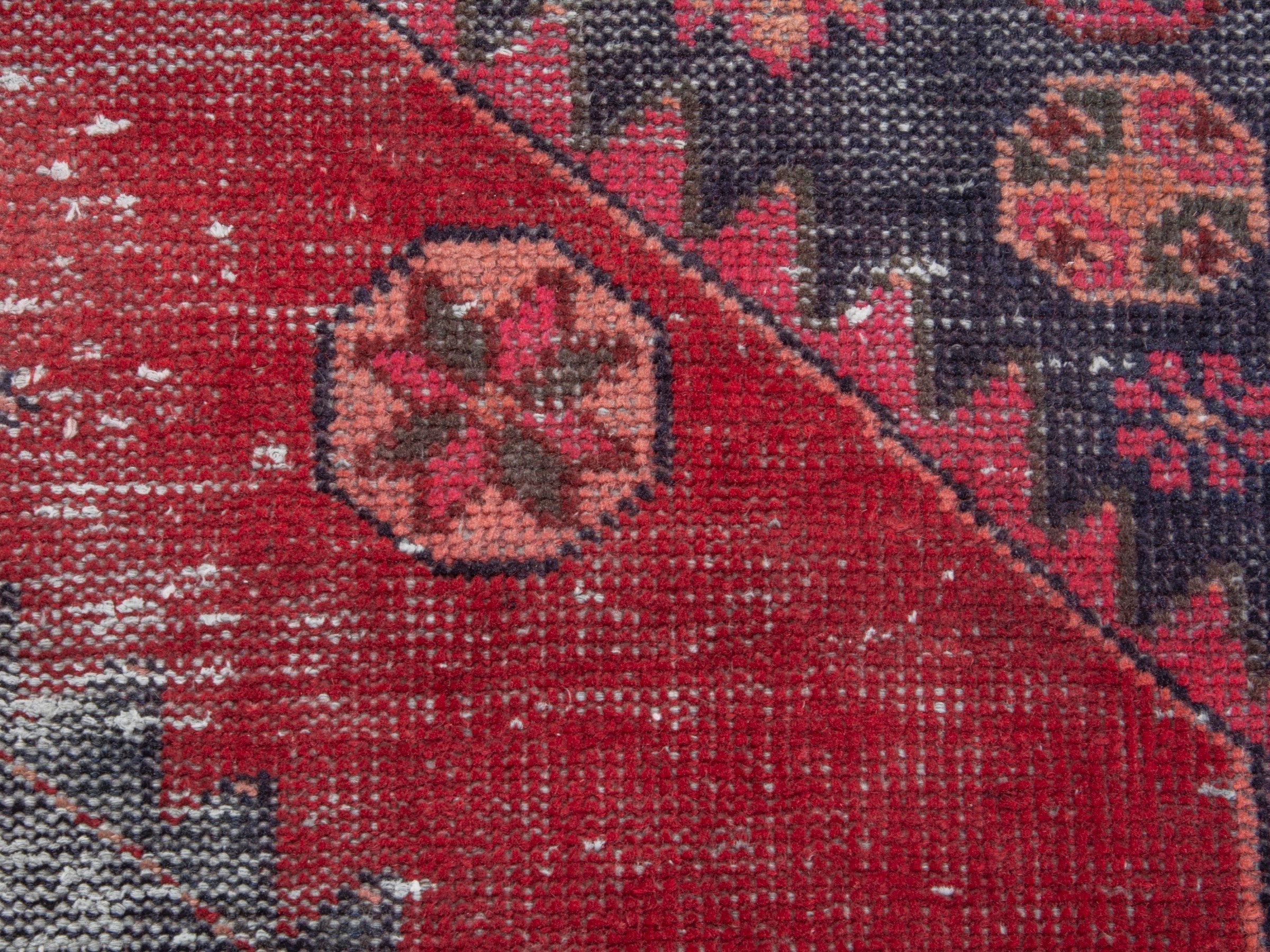 Persian Saveh runner rug in faded red and burgundy, view 11 of 19