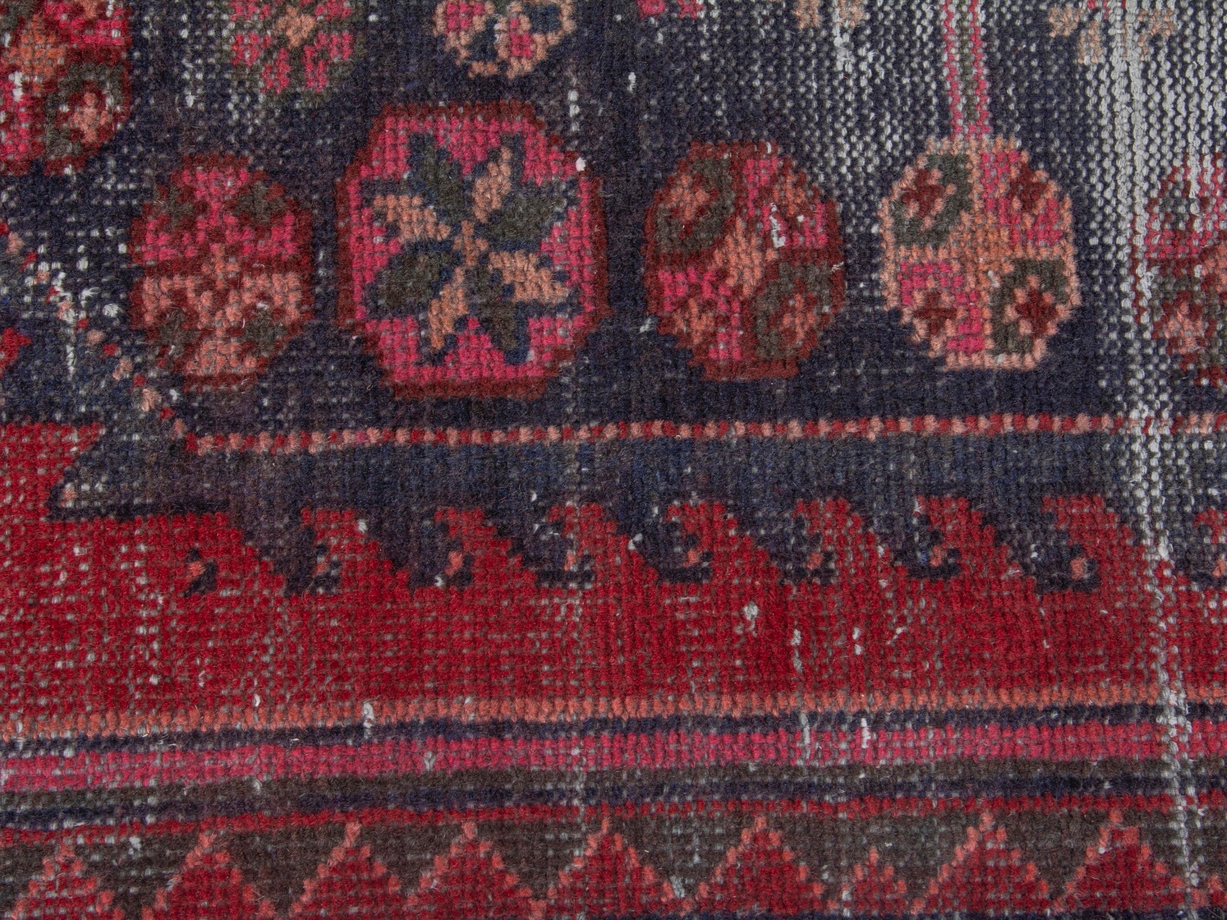 Persian Saveh runner rug in faded red and burgundy, view 12 of 19