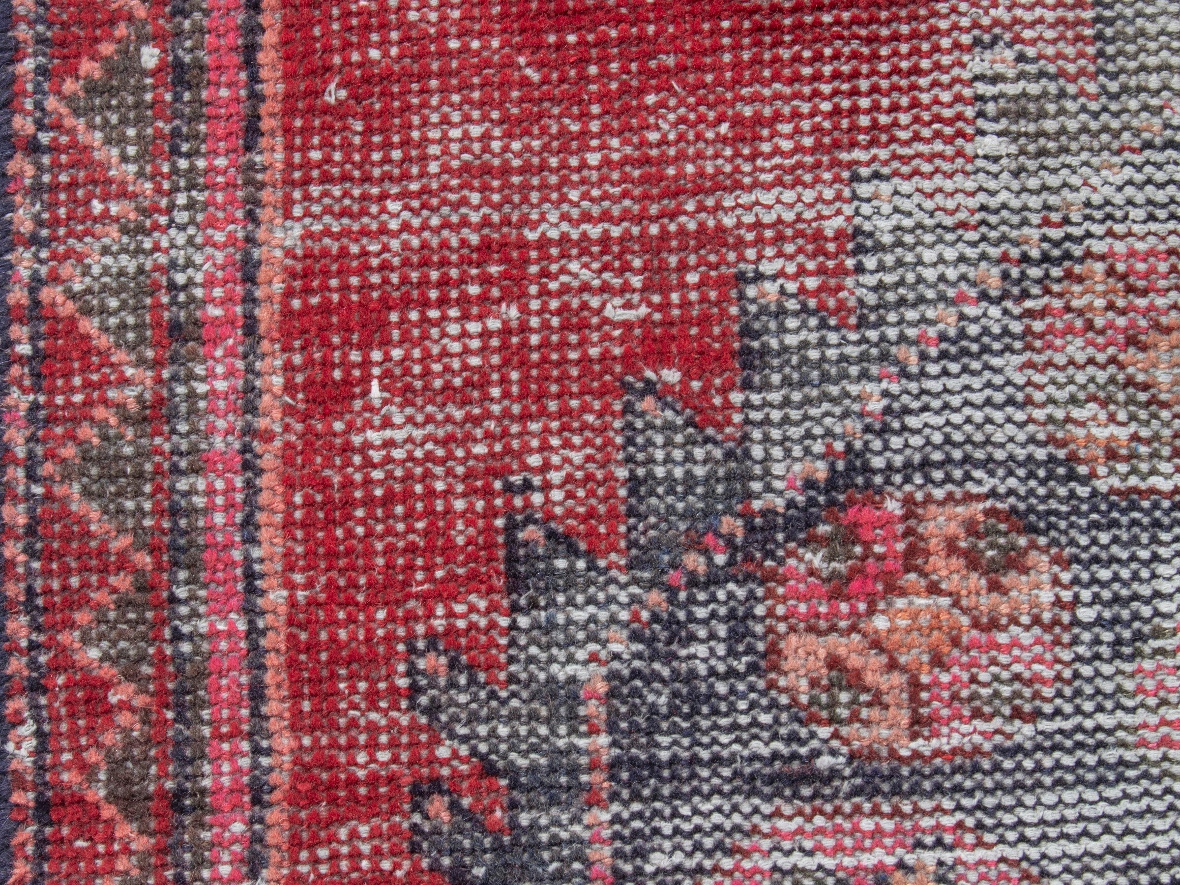 Persian Saveh runner rug in faded red and burgundy, view 14 of 19