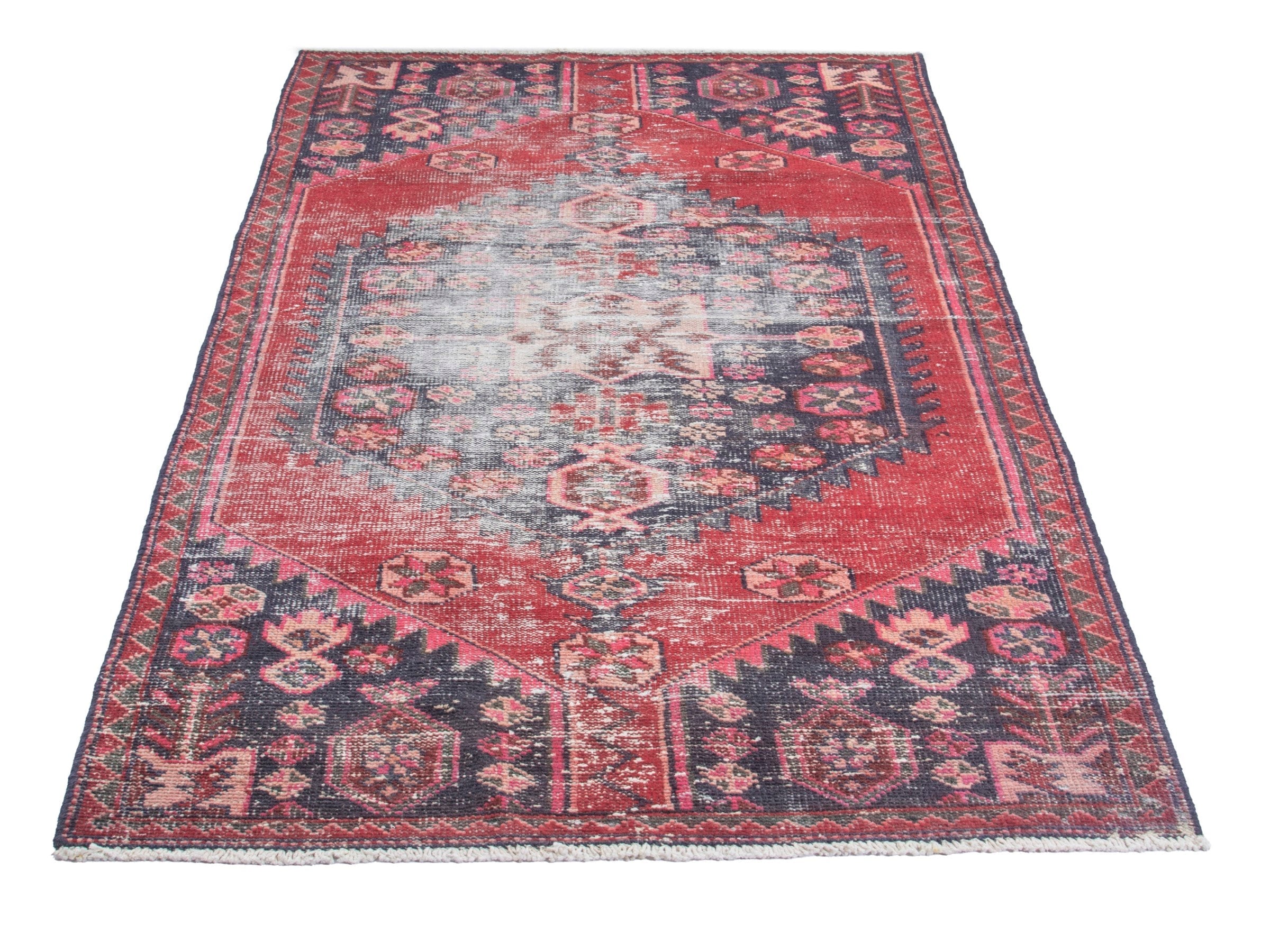 Persian Saveh runner rug in faded red and burgundy, view 2 of 19