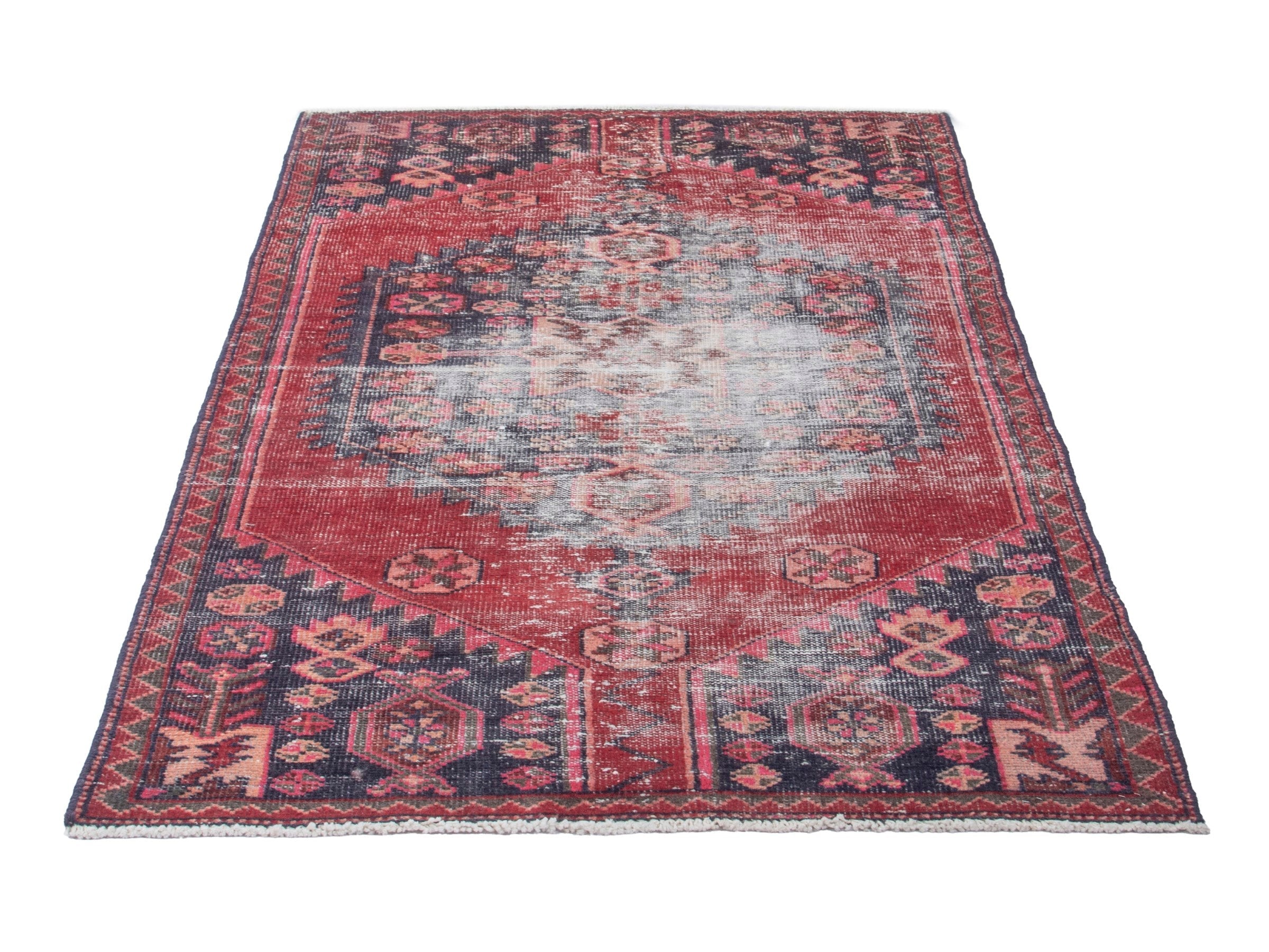 Persian Saveh runner rug in faded red and burgundy, view 3 of 19