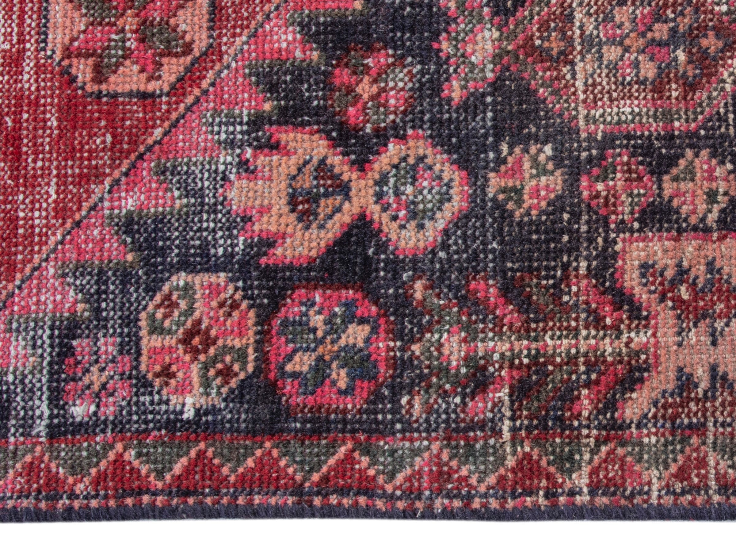 Persian Saveh runner rug in faded red and burgundy, view 10 of 19