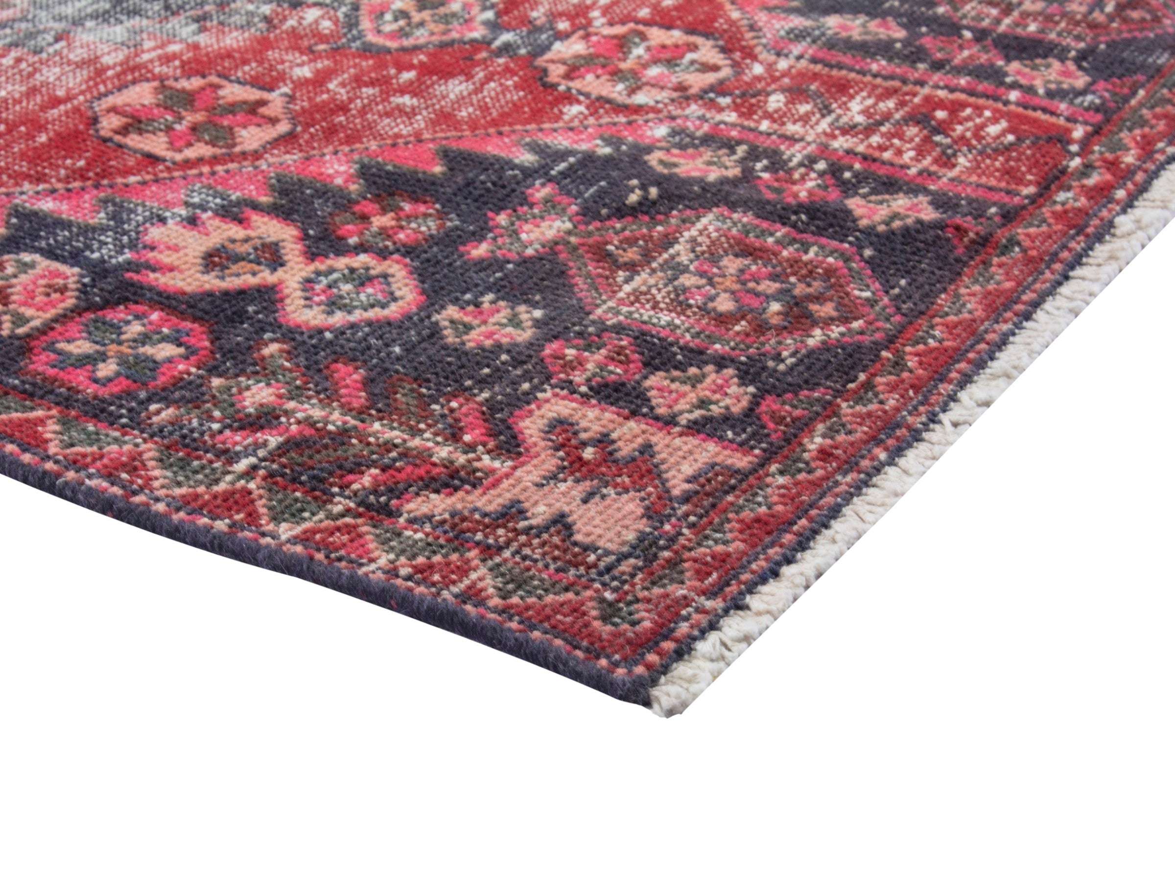 Persian Saveh runner rug in faded red and burgundy, view 5 of 19