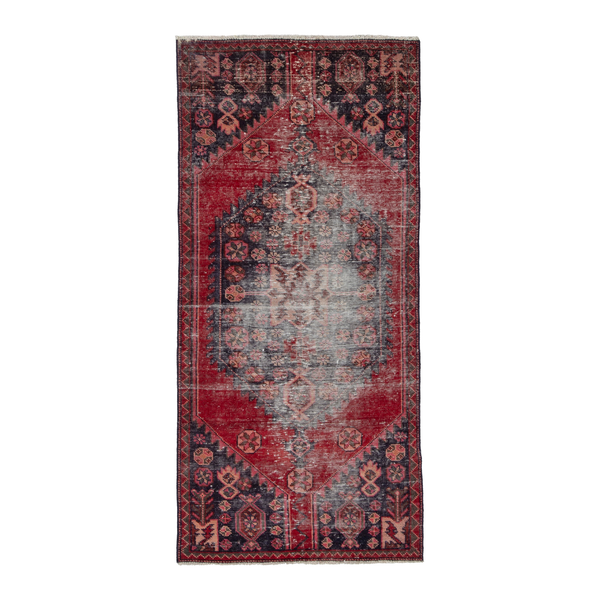 Persian Saveh runner rug in faded red and burgundy, 3'3" x 6'11"