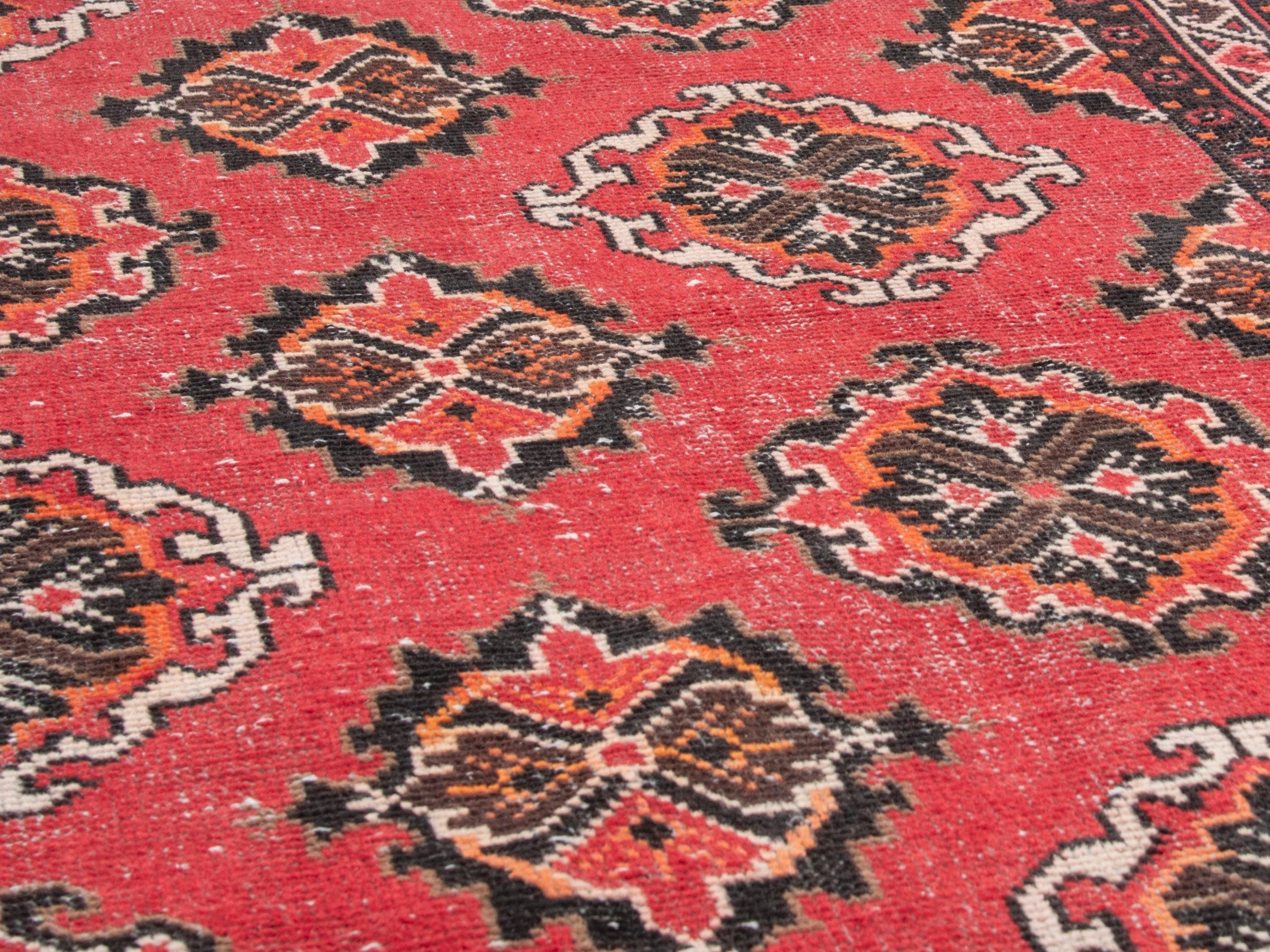 Persian Ferdos area rug in deep red and dark brown, view 8 of 17