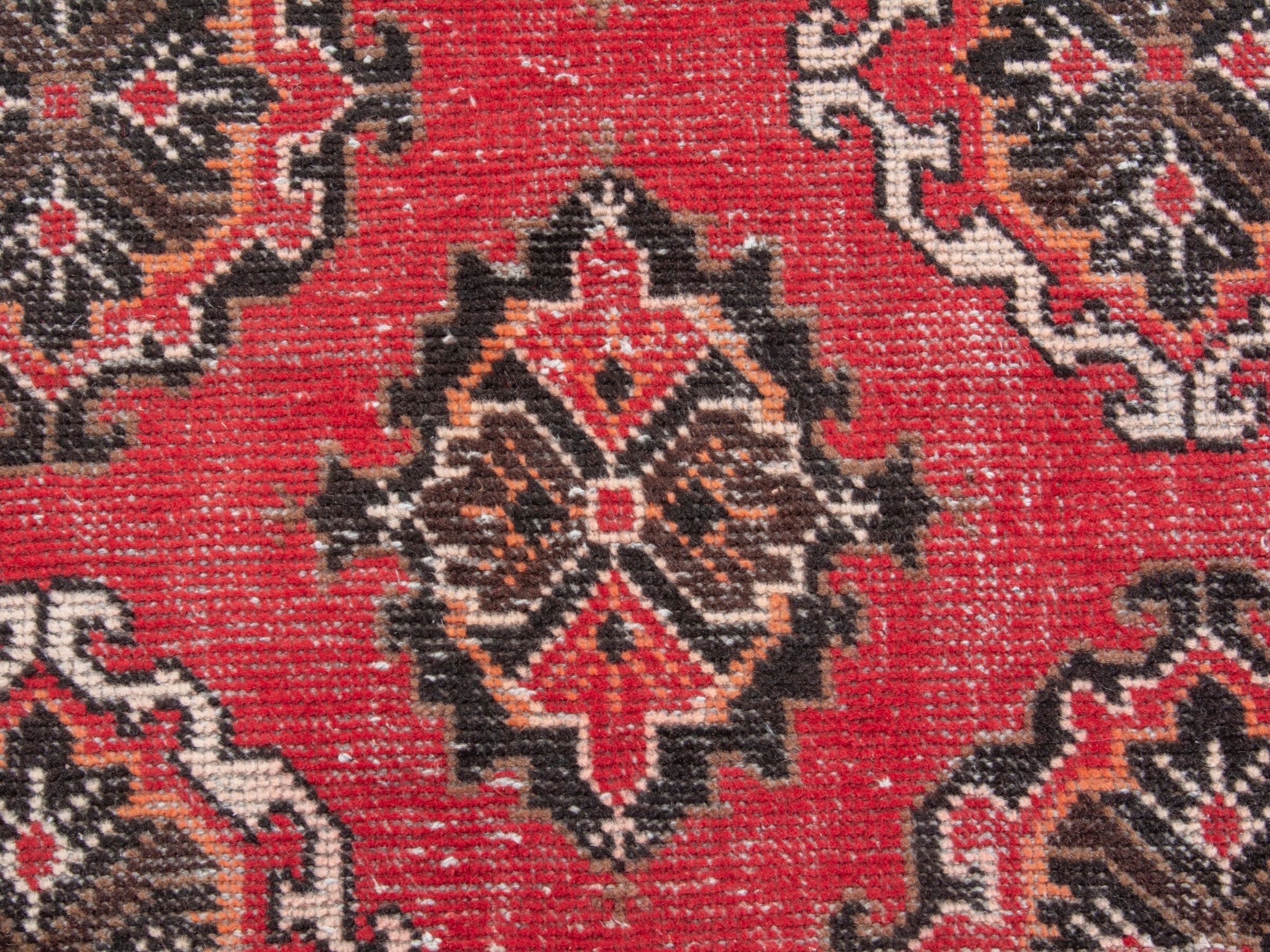Persian Ferdos area rug in deep red and dark brown, view 11 of 17