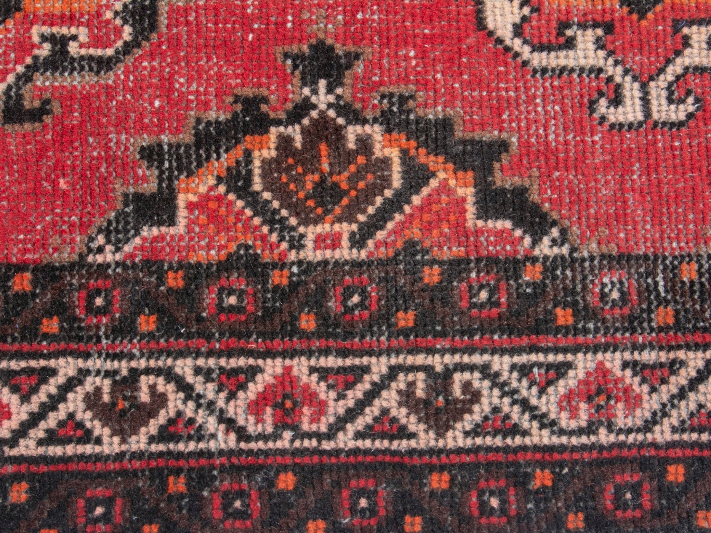 Persian Ferdos area rug in deep red and dark brown, view 13 of 17
