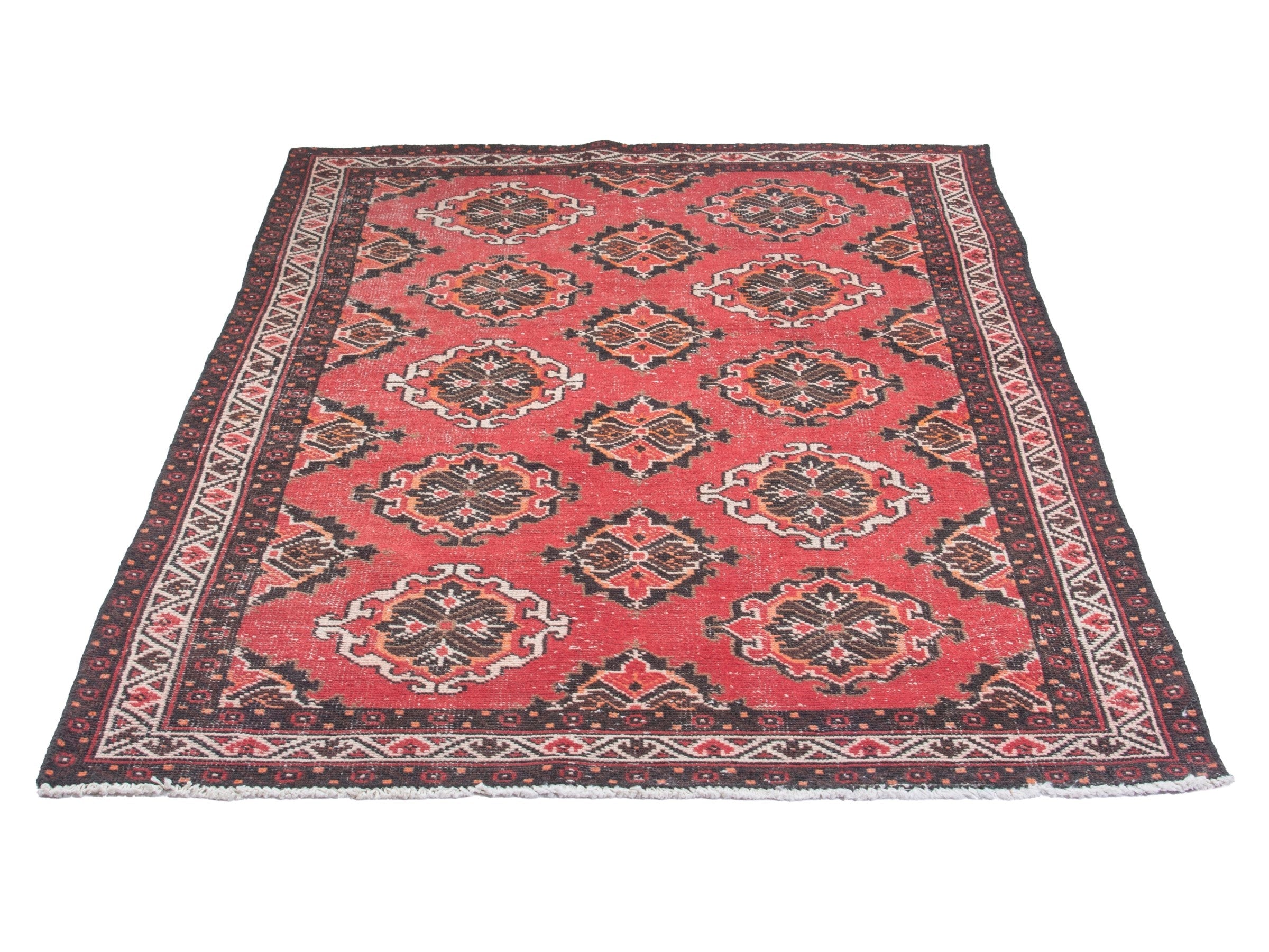 Persian Ferdos area rug in deep red and dark brown, view 2 of 17