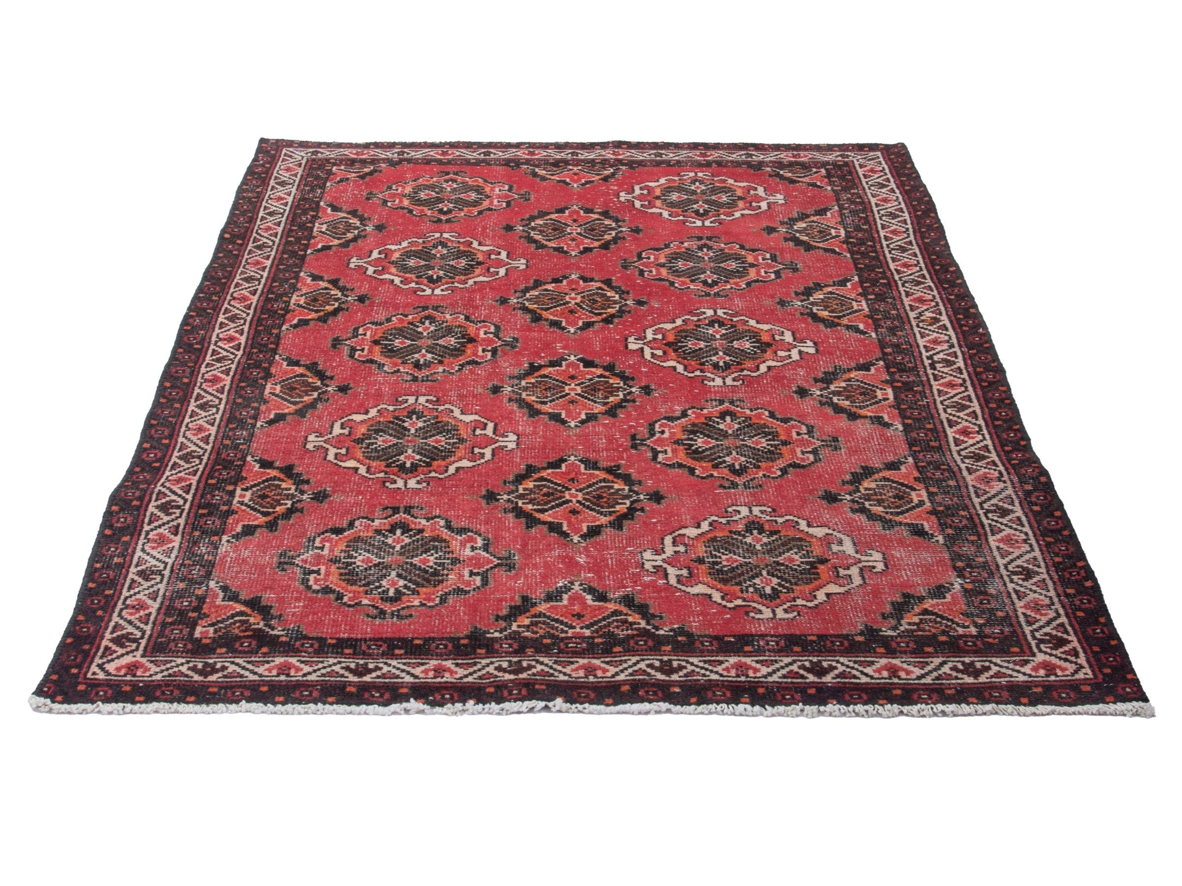 Persian Ferdos area rug in deep red and dark brown, view 3 of 17