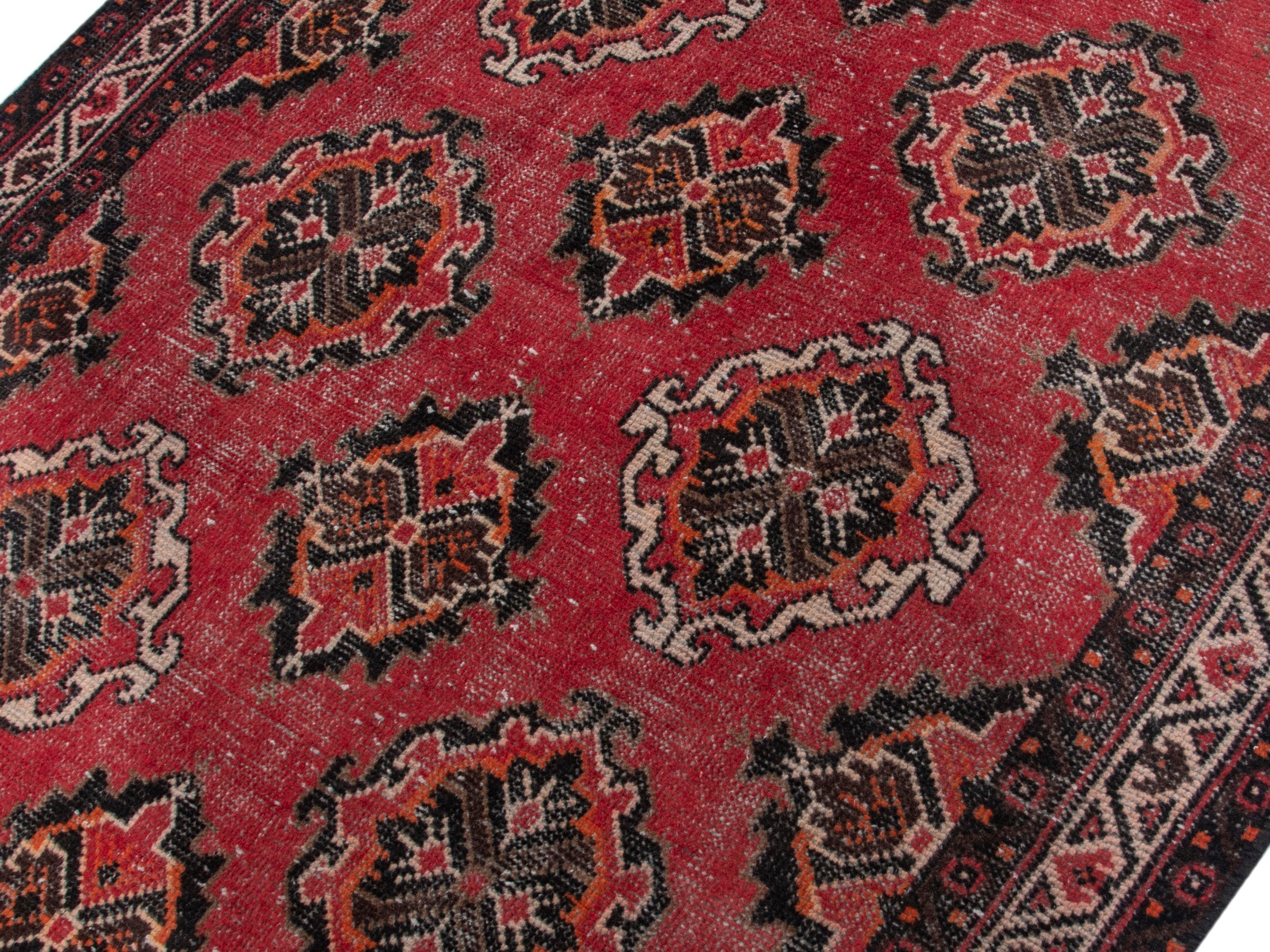 Persian Ferdos area rug in deep red and dark brown, view 4 of 17