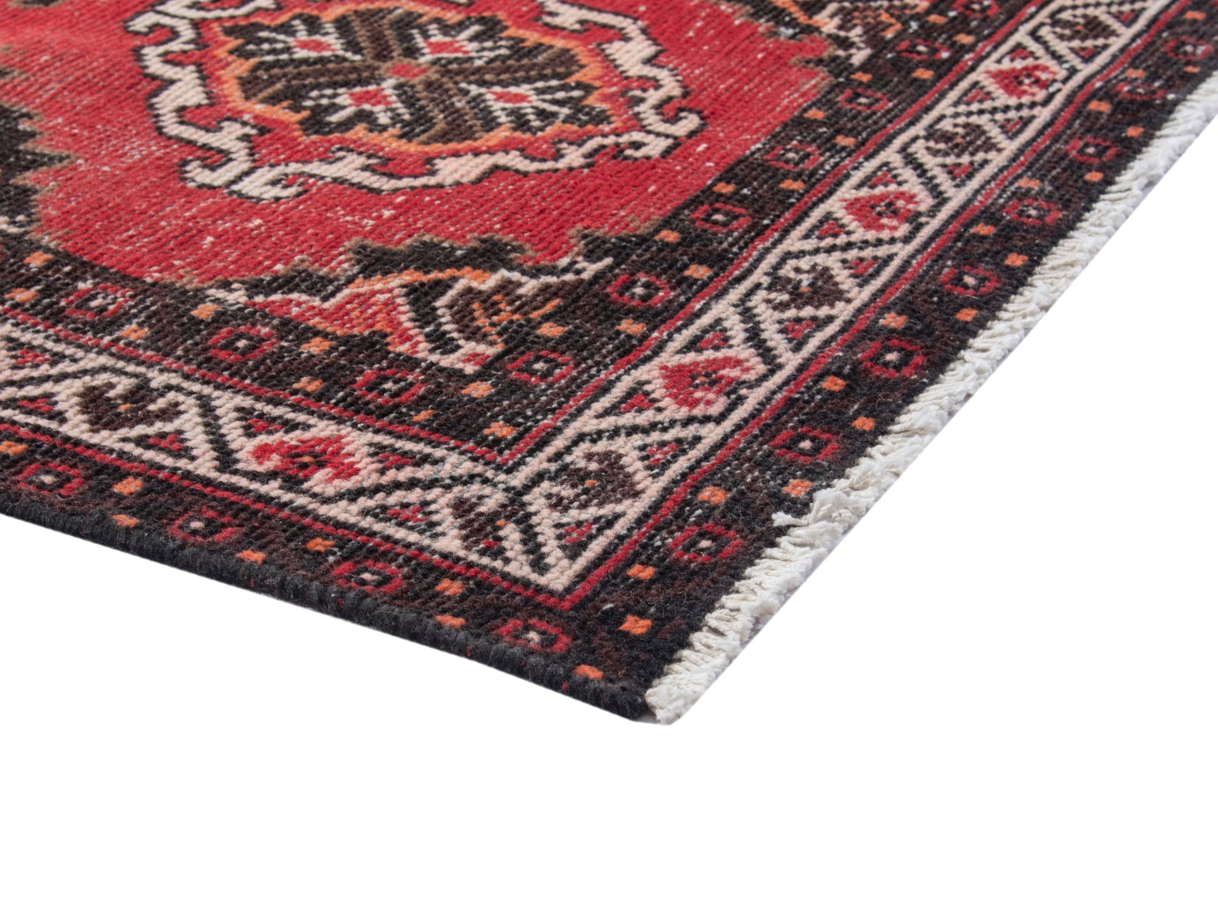Persian Ferdos area rug in deep red and dark brown, view 5 of 17