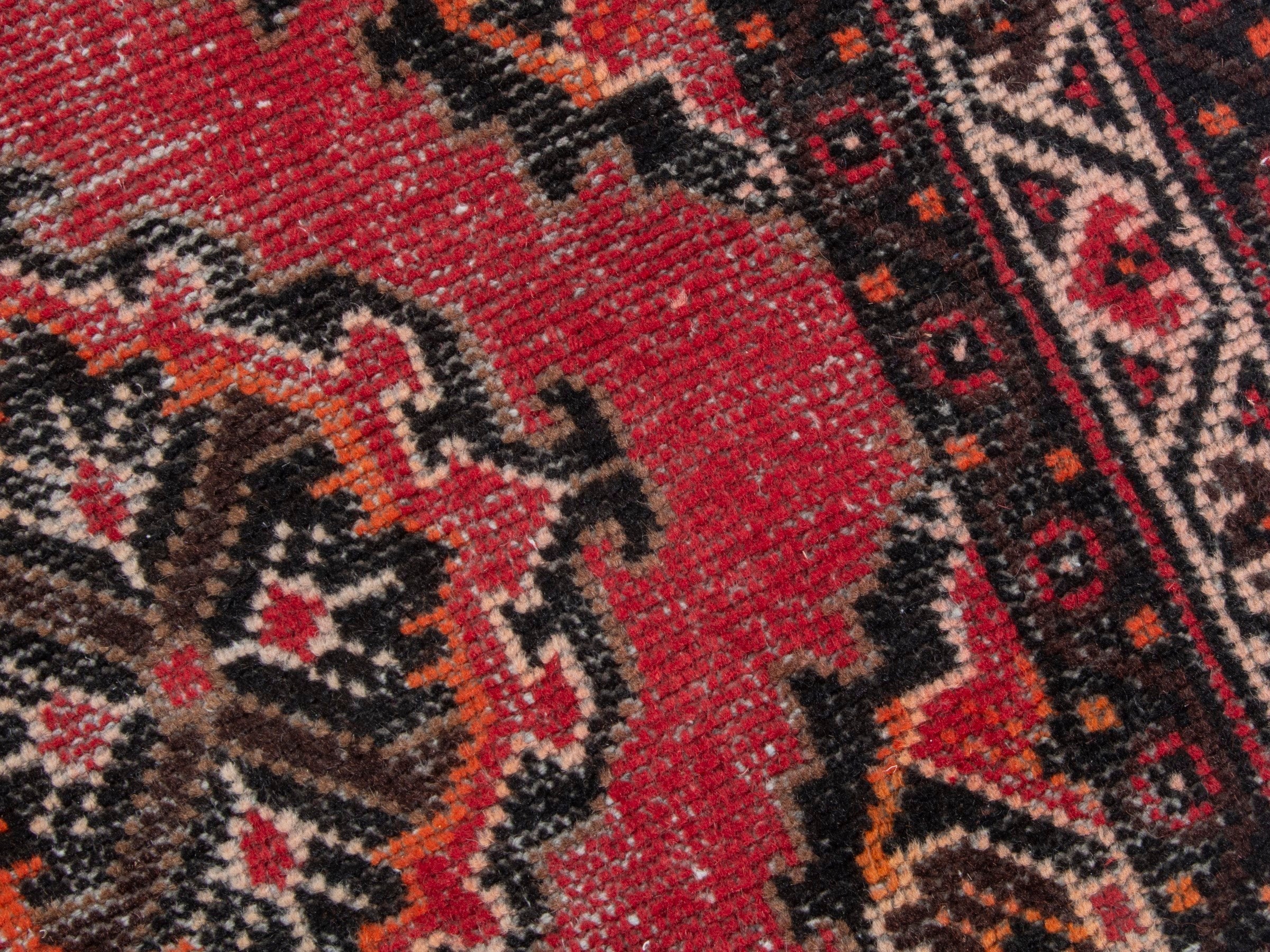 Persian Ferdos area rug in deep red and dark brown, view 9 of 17