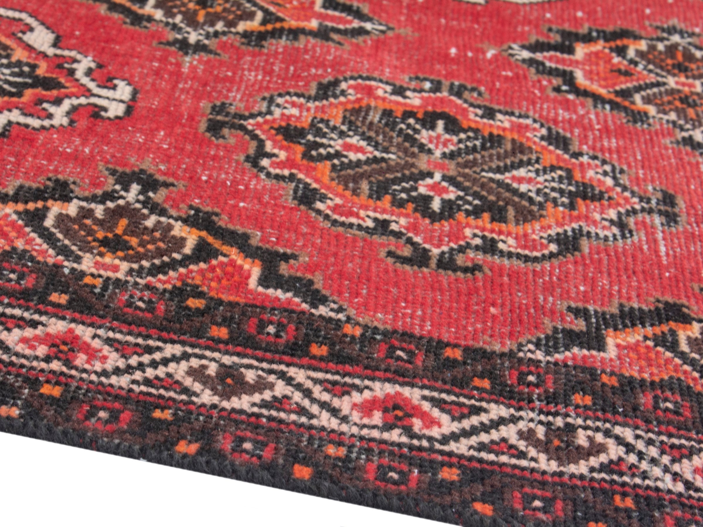 Persian Ferdos area rug in deep red and dark brown, view 6 of 17