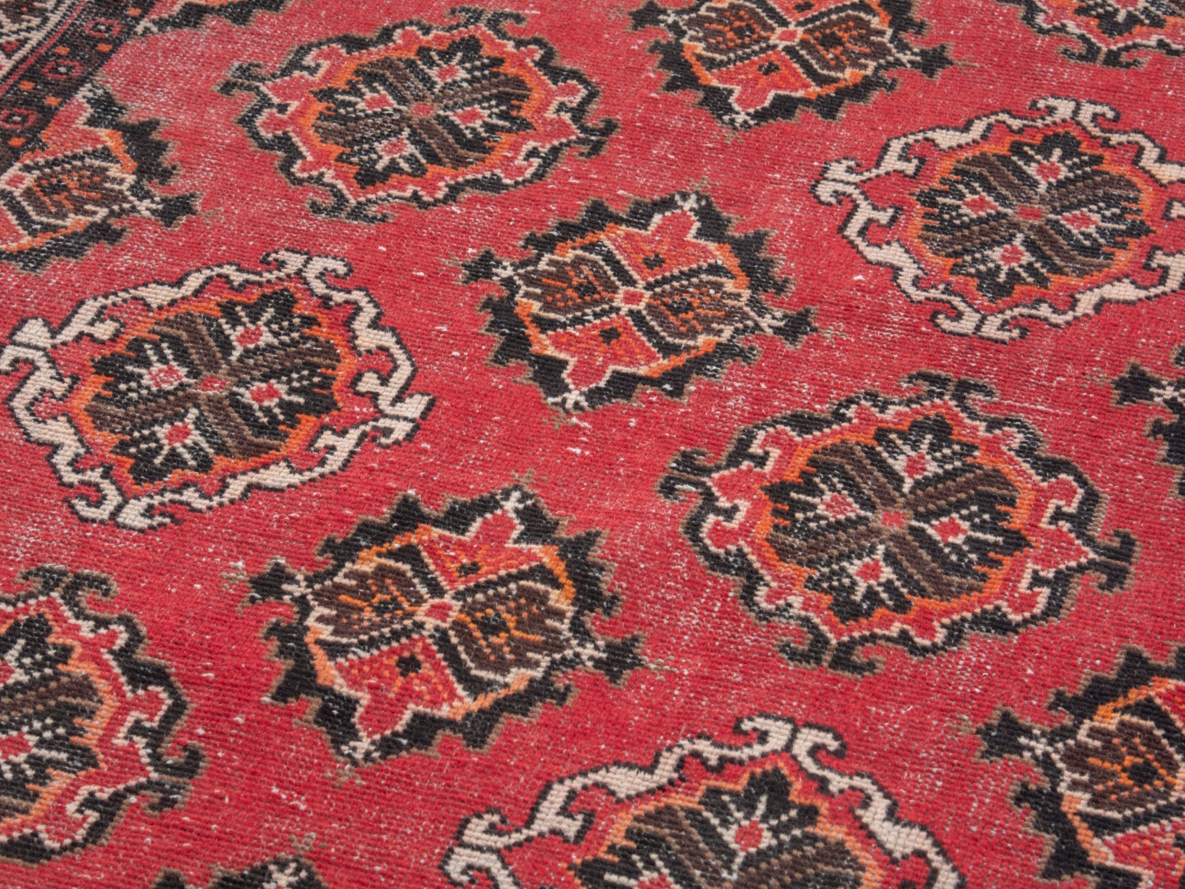 Persian Ferdos area rug in deep red and dark brown, view 7 of 17