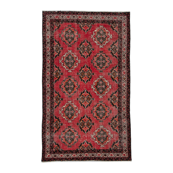 Persian Ferdos area rug in deep red and dark brown, 3'11" x 6'10"