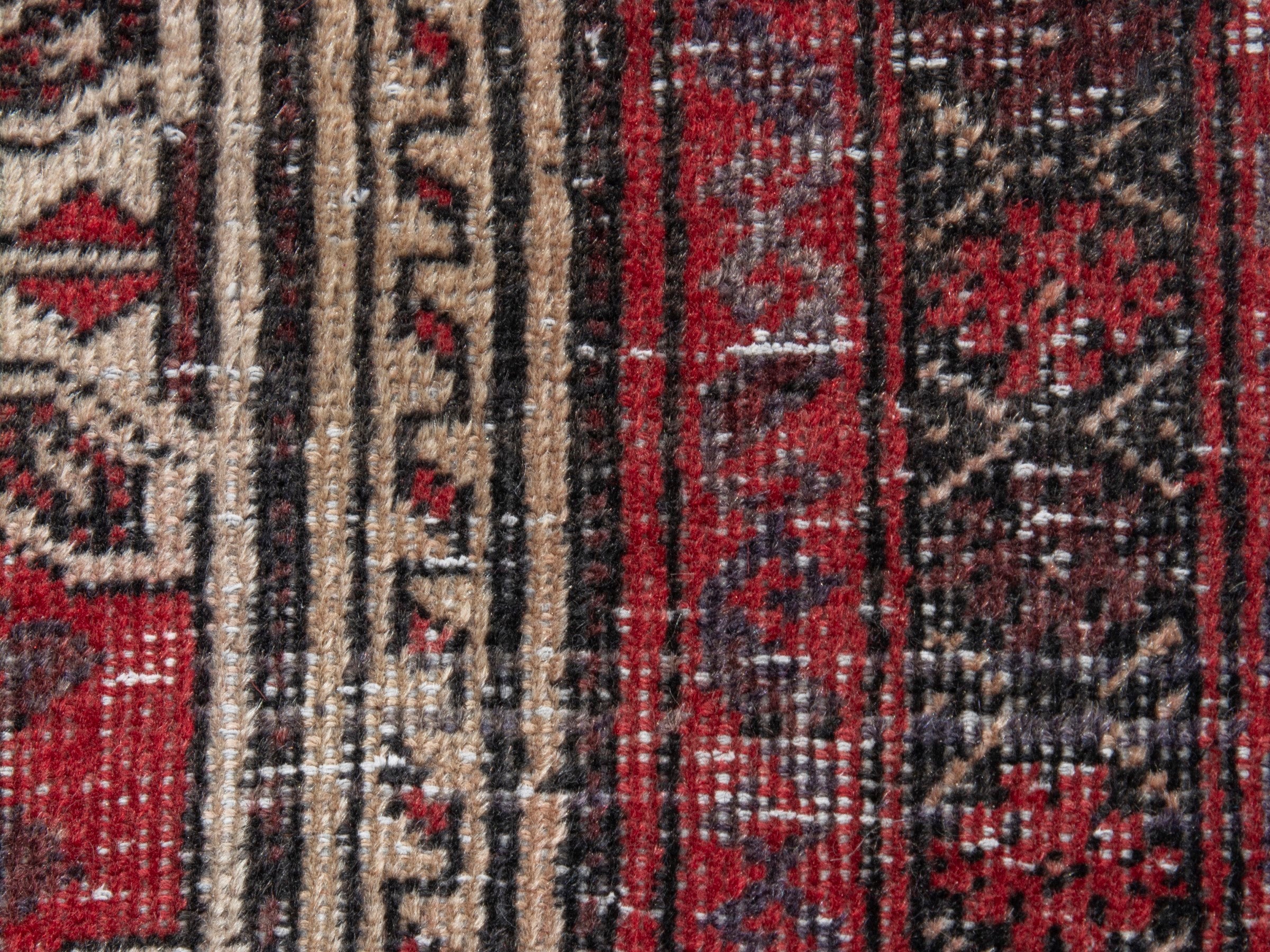 Persian Baluch accent rug in burgundy and cream, view 13 of 17