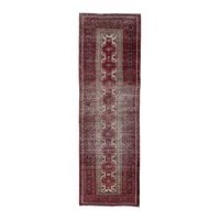 Persian Baluch runner rug in burgundy and cream, 1'10" x 5'10"