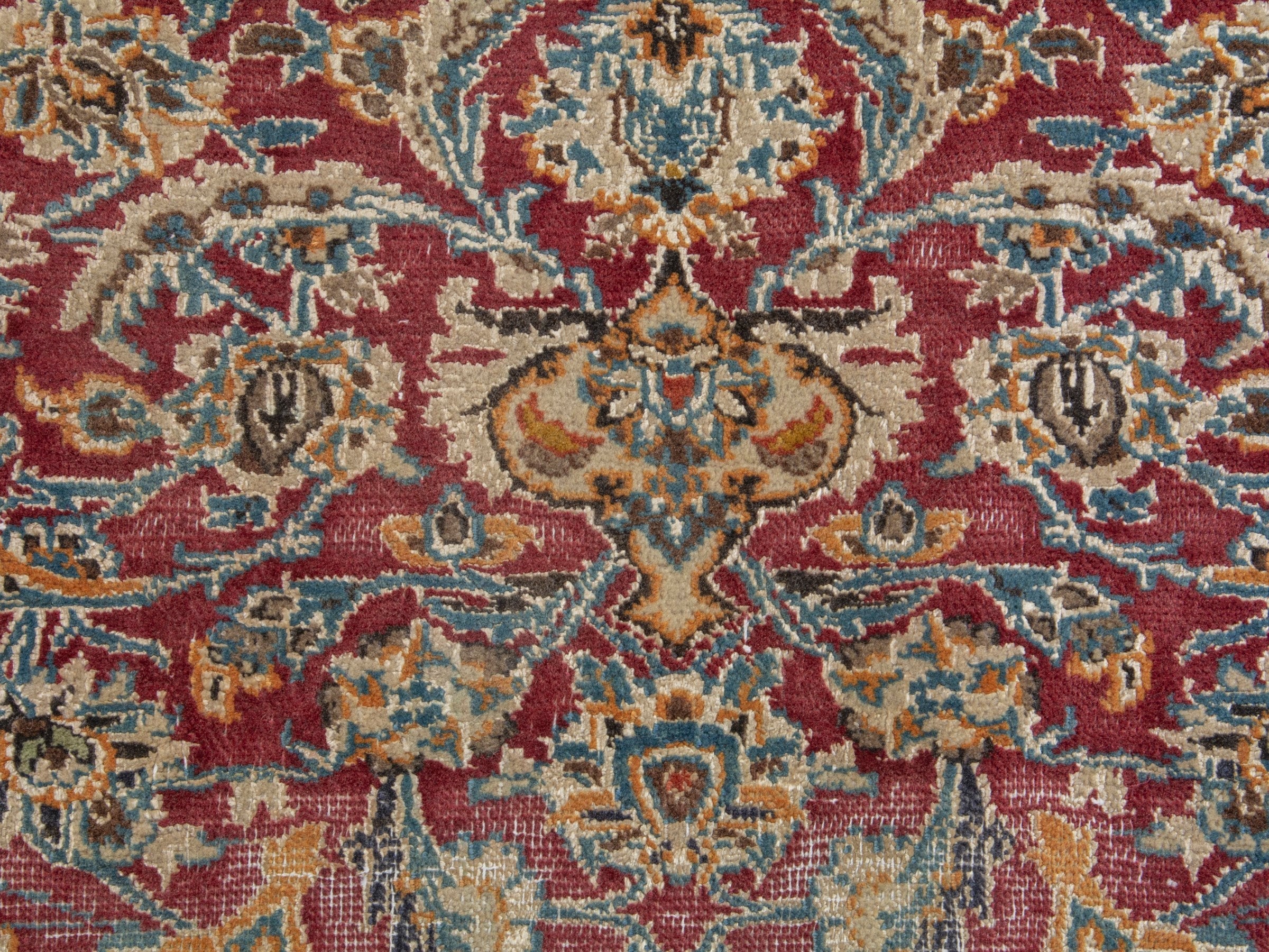 Persian Nain accent rug in burgundy and cream, view 12 of 19