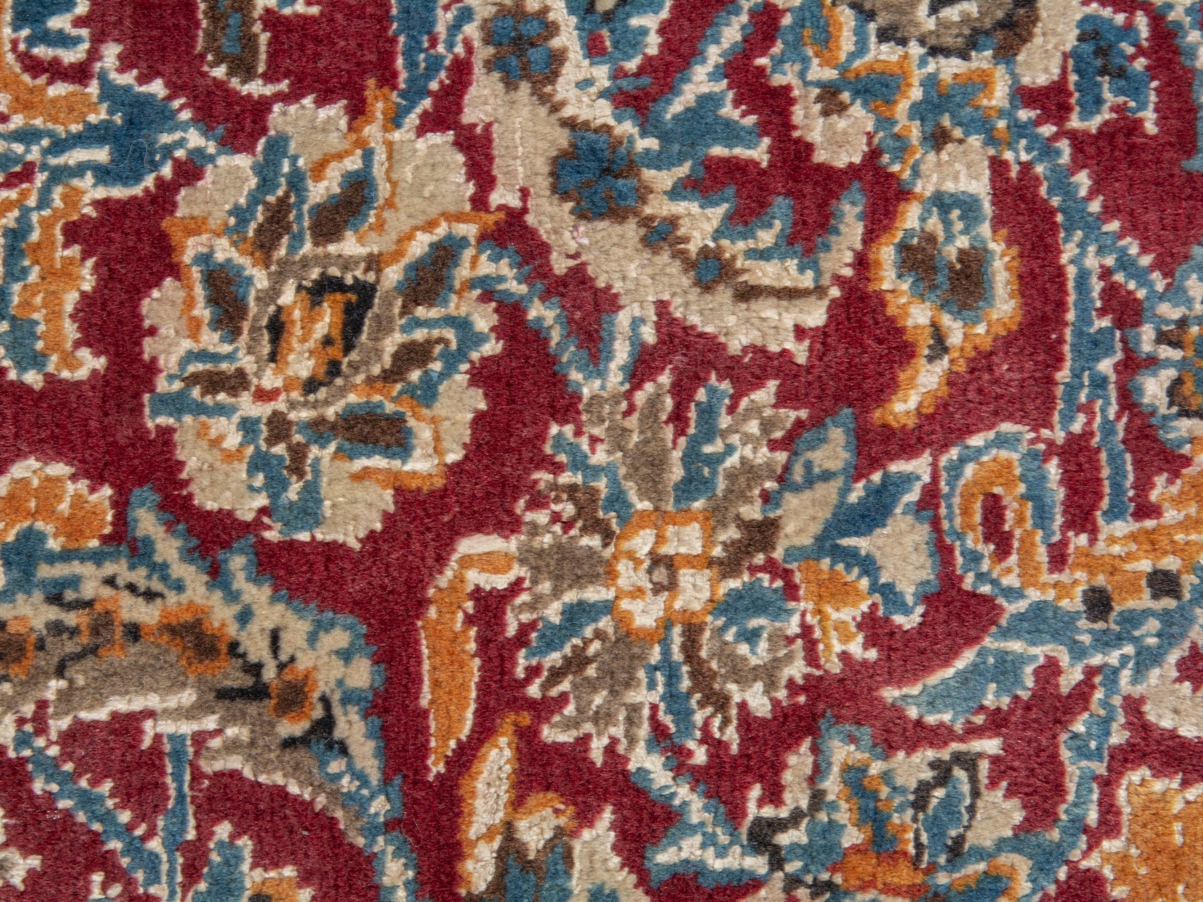 Persian Nain accent rug in burgundy and cream, view 13 of 19