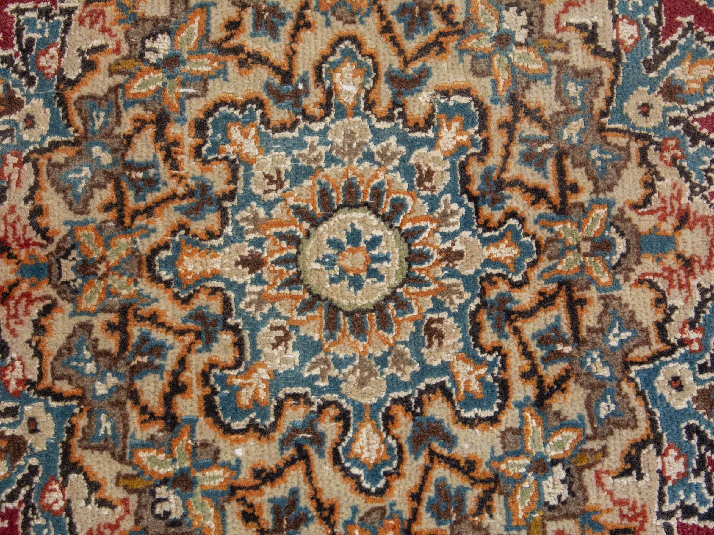 Persian Nain accent rug in burgundy and cream, view 14 of 19