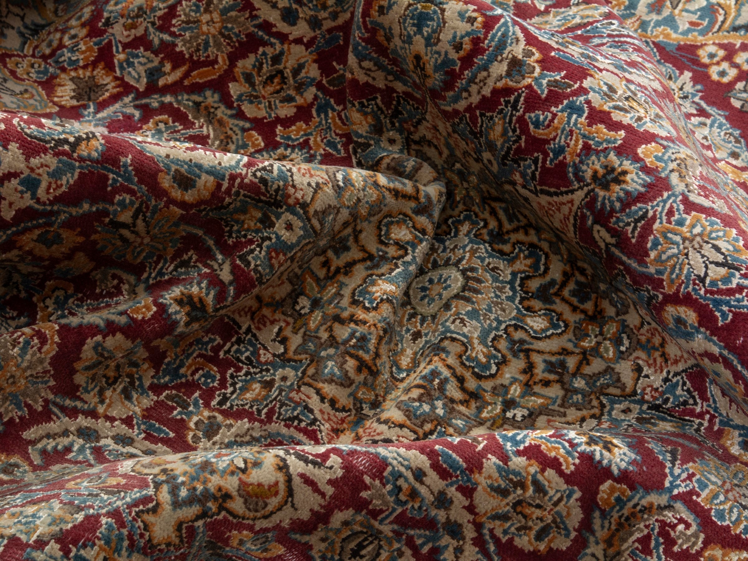 Persian Nain accent rug in burgundy and cream, view 15 of 19