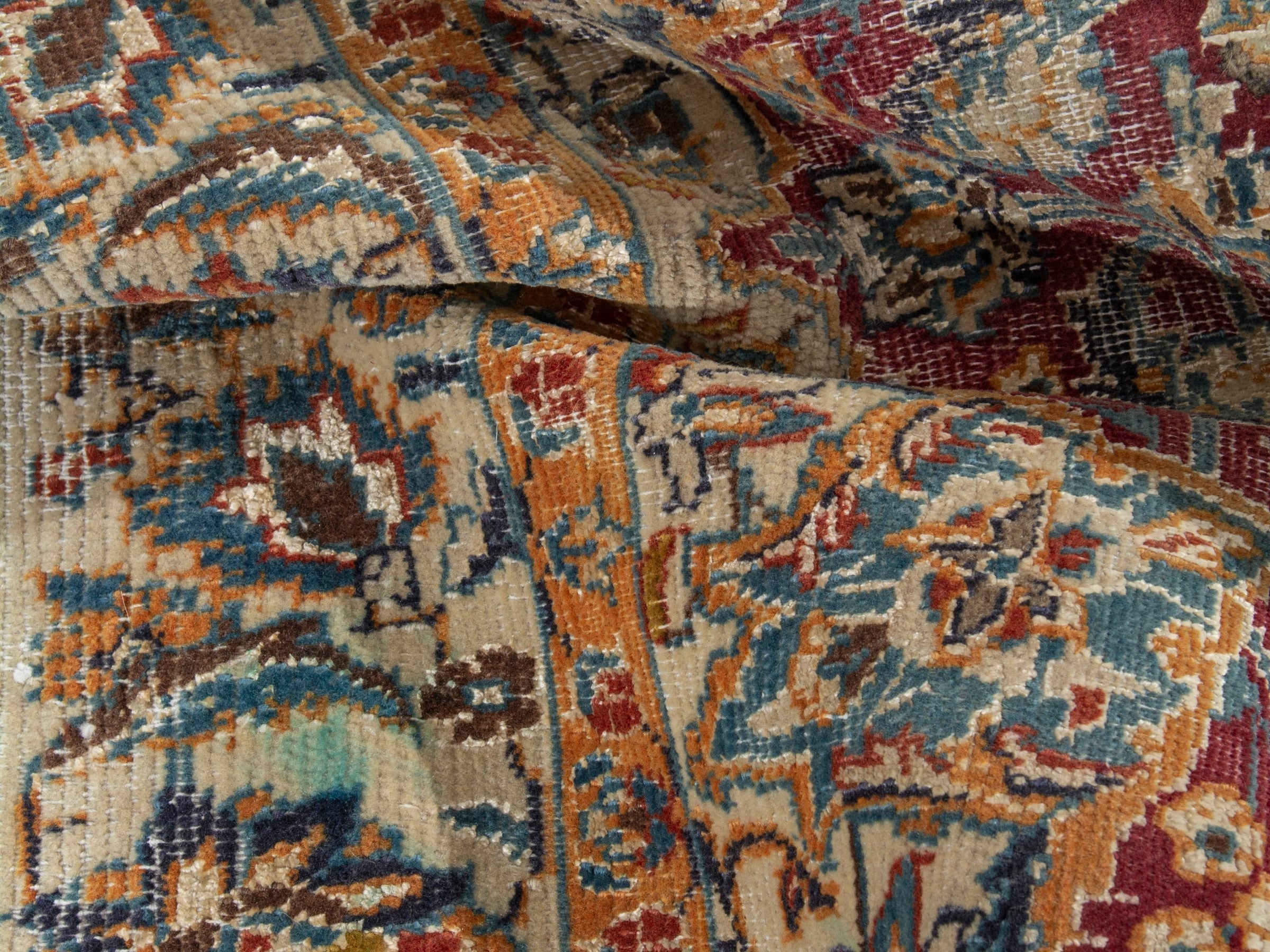 Persian Nain accent rug in burgundy and cream, view 18 of 19