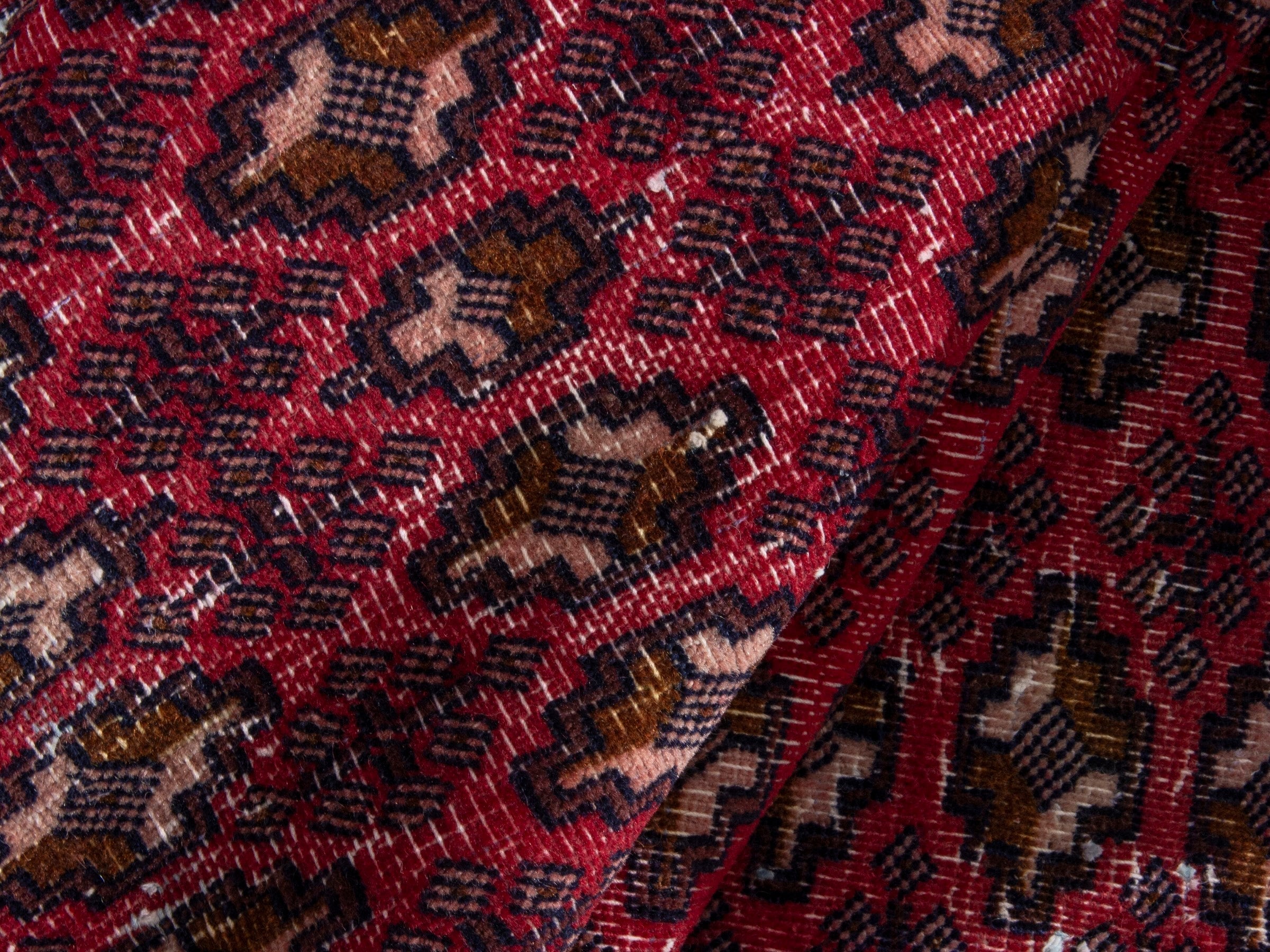Persian Baluch accent rug in burgundy and cream, view 14 of 18