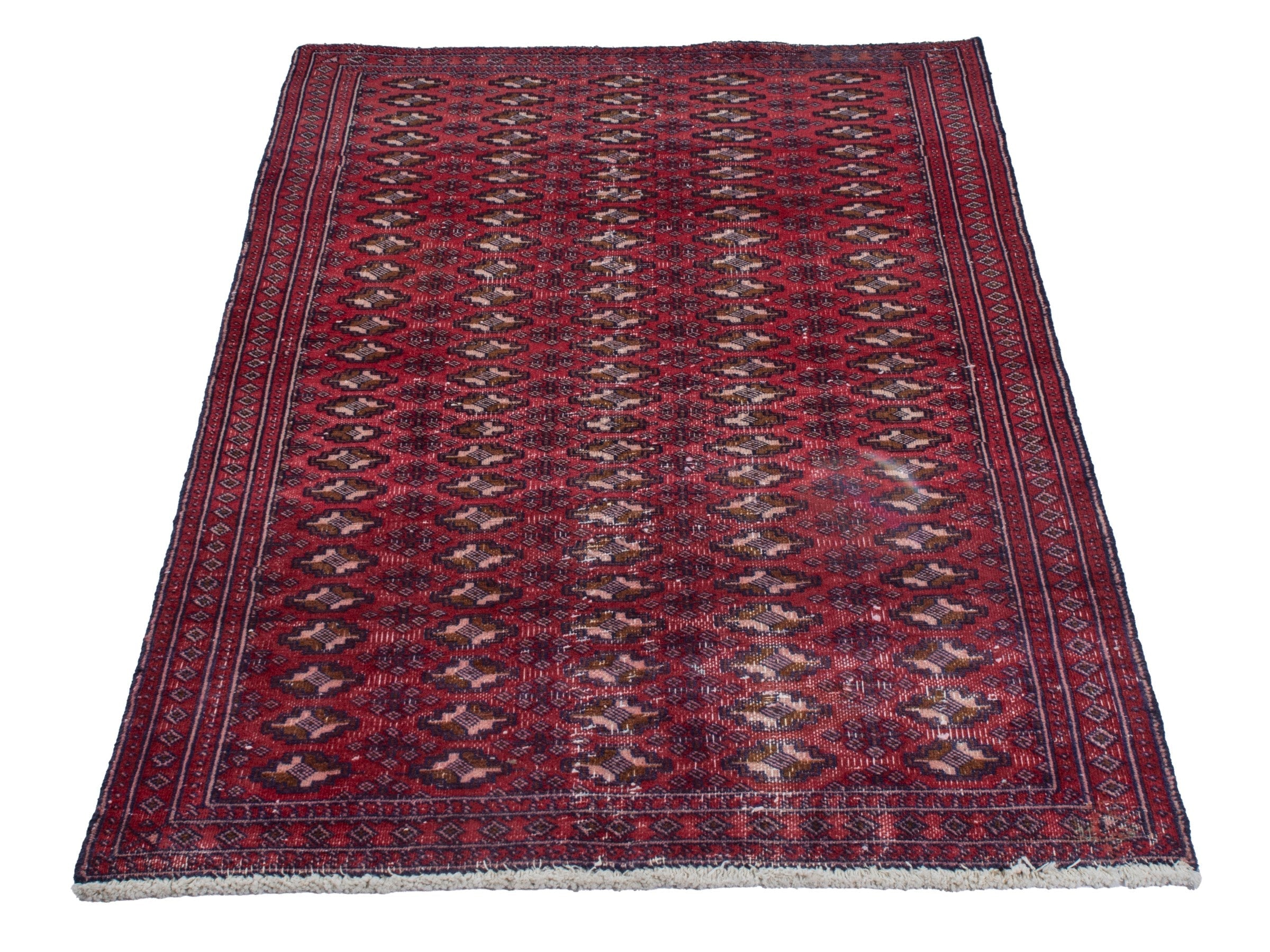 Persian Baluch accent rug in burgundy and cream, view 3 of 18