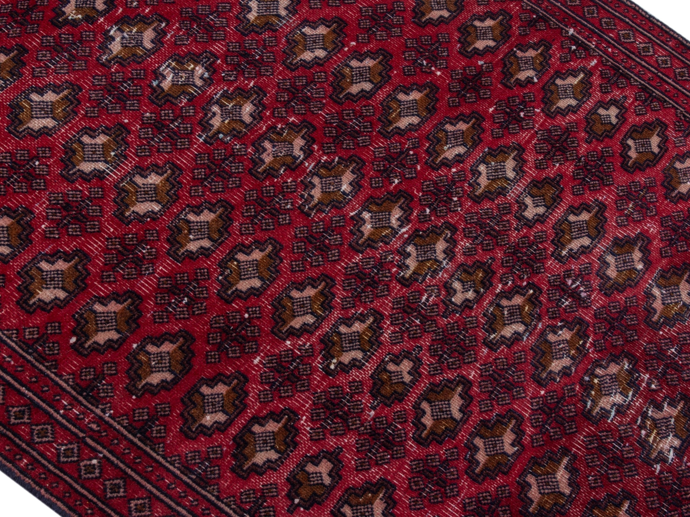 Persian Baluch accent rug in burgundy and cream, view 4 of 18