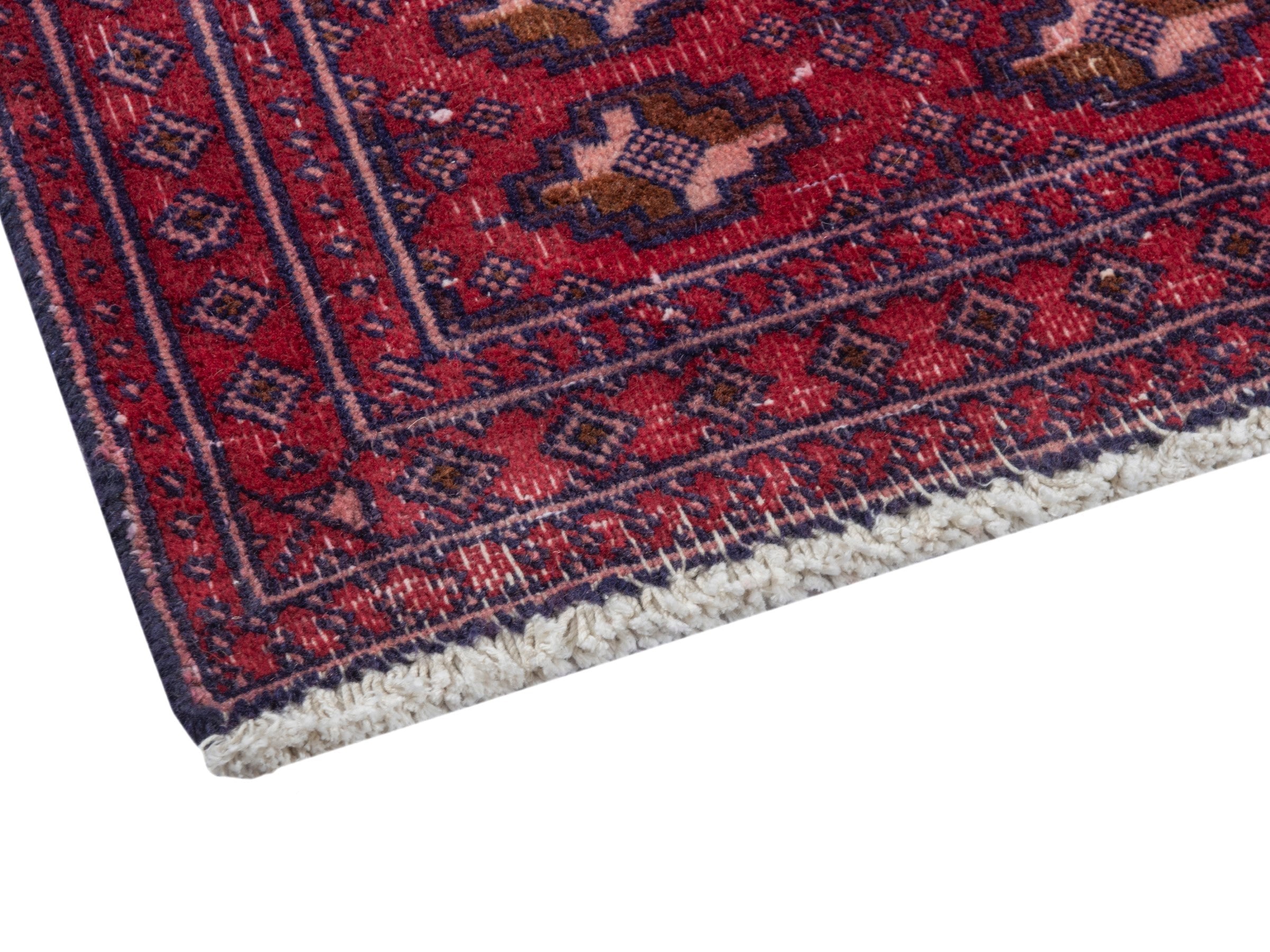 Persian Baluch accent rug in burgundy and cream, view 5 of 18