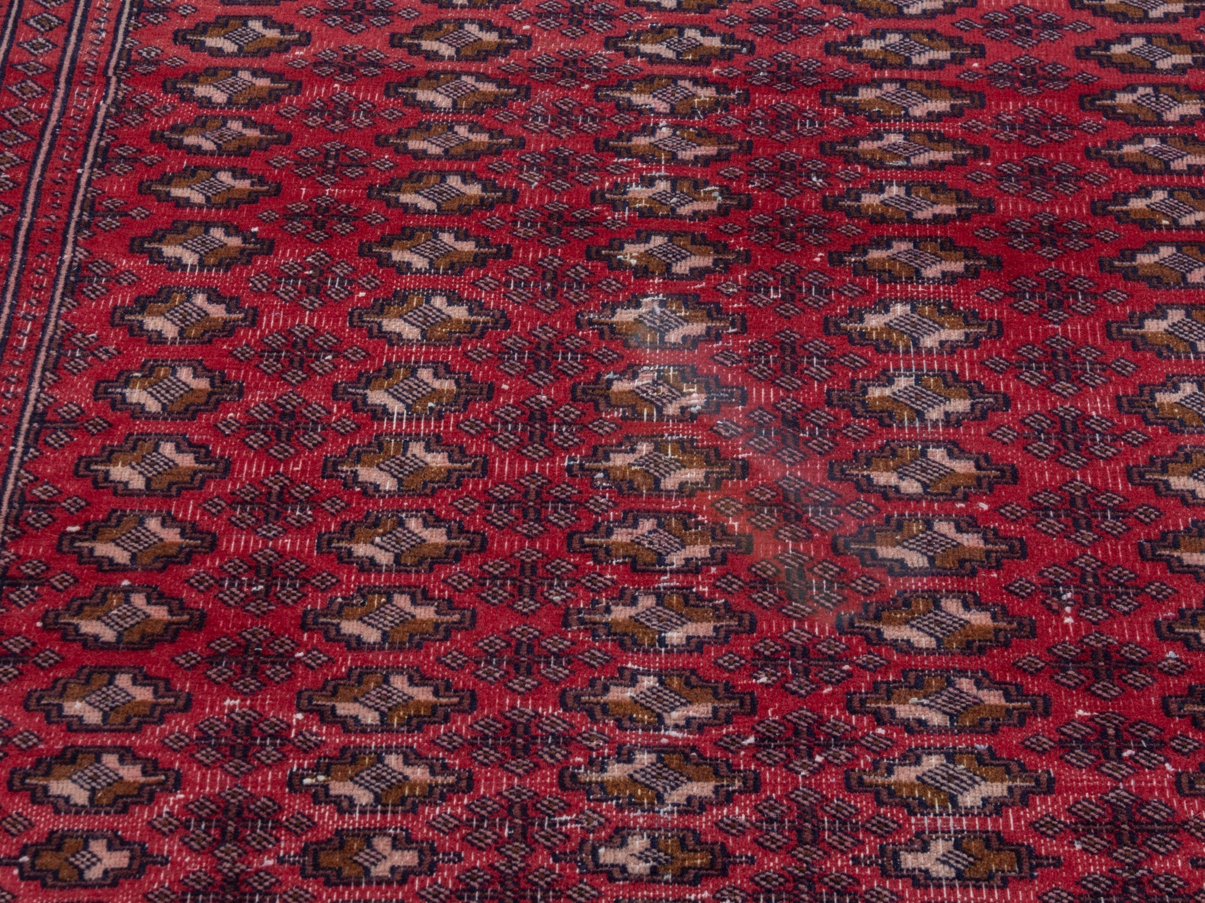 Persian Baluch accent rug in burgundy and cream, view 7 of 18