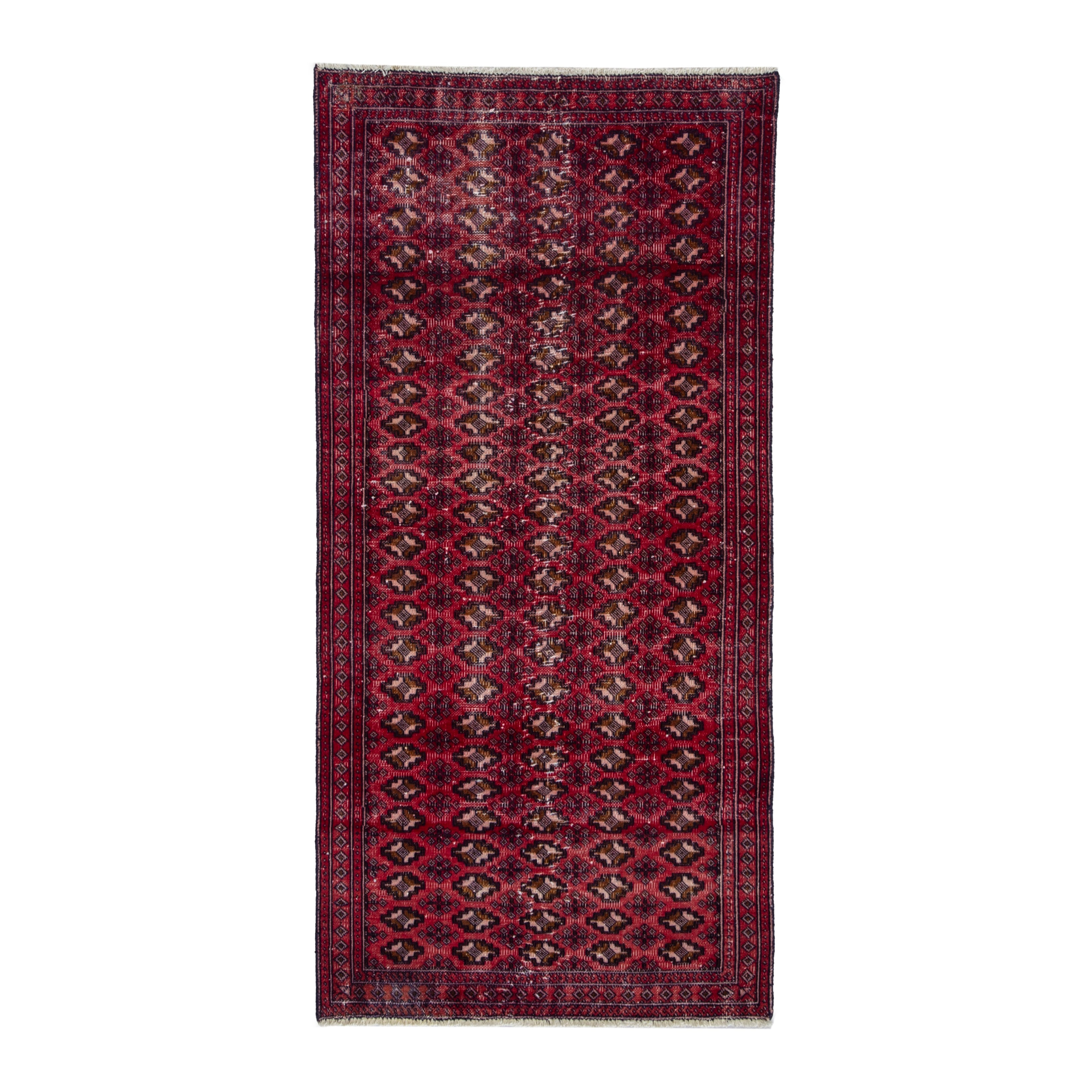 Persian Baluch accent rug in burgundy and cream, 3'3" x 6'4"