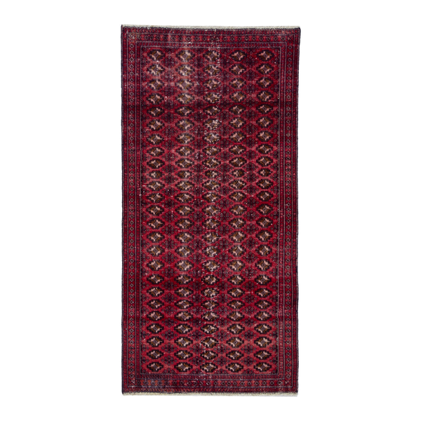 Persian Baluch accent rug in burgundy and cream, 3'3" x 6'4"
