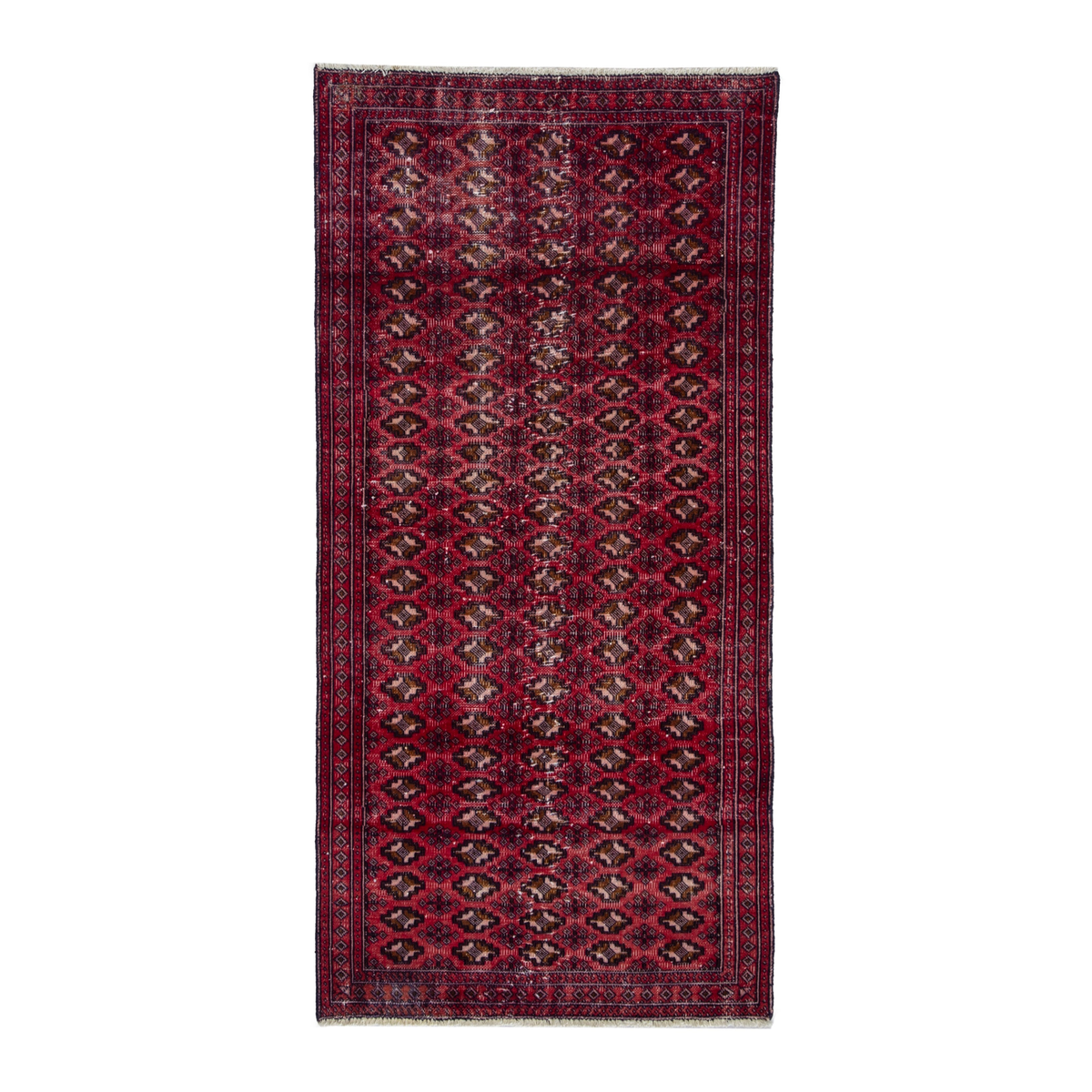 Persian Baluch accent rug in burgundy and cream, 3'3" x 6'4"