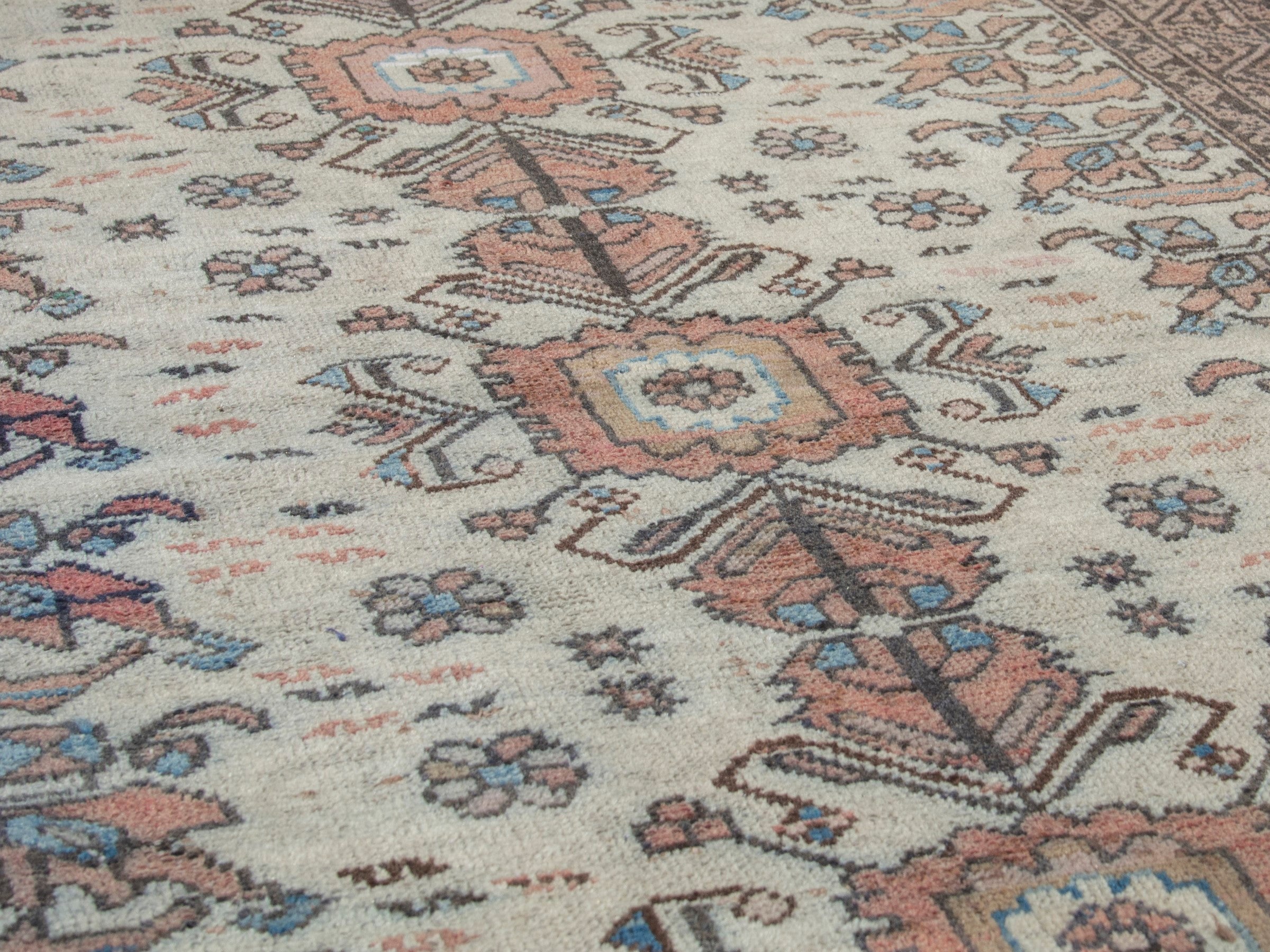 Persian Baluch accent rug in cream and rust, view 8 of 18