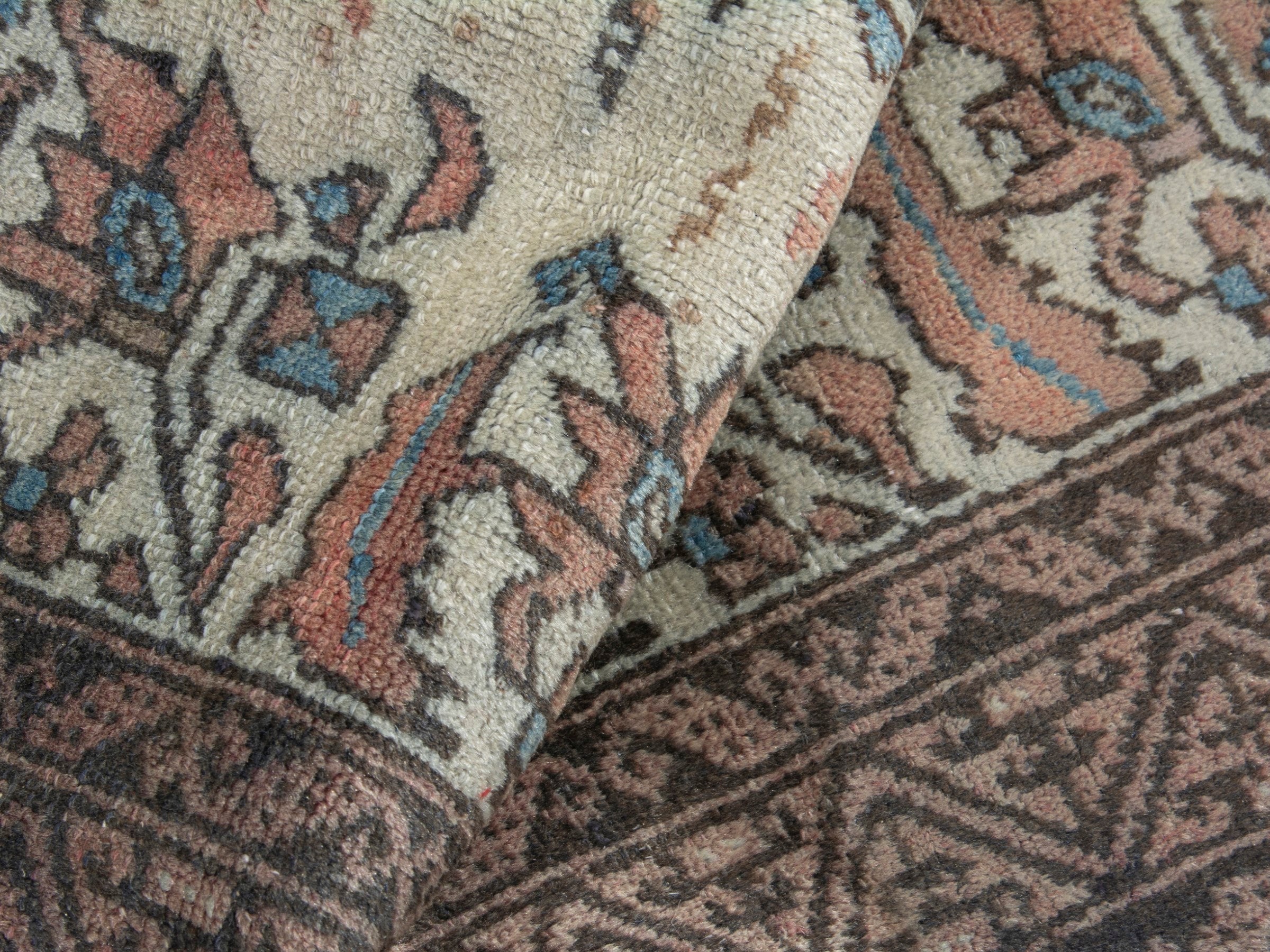 Persian Baluch accent rug in cream and rust, view 15 of 18