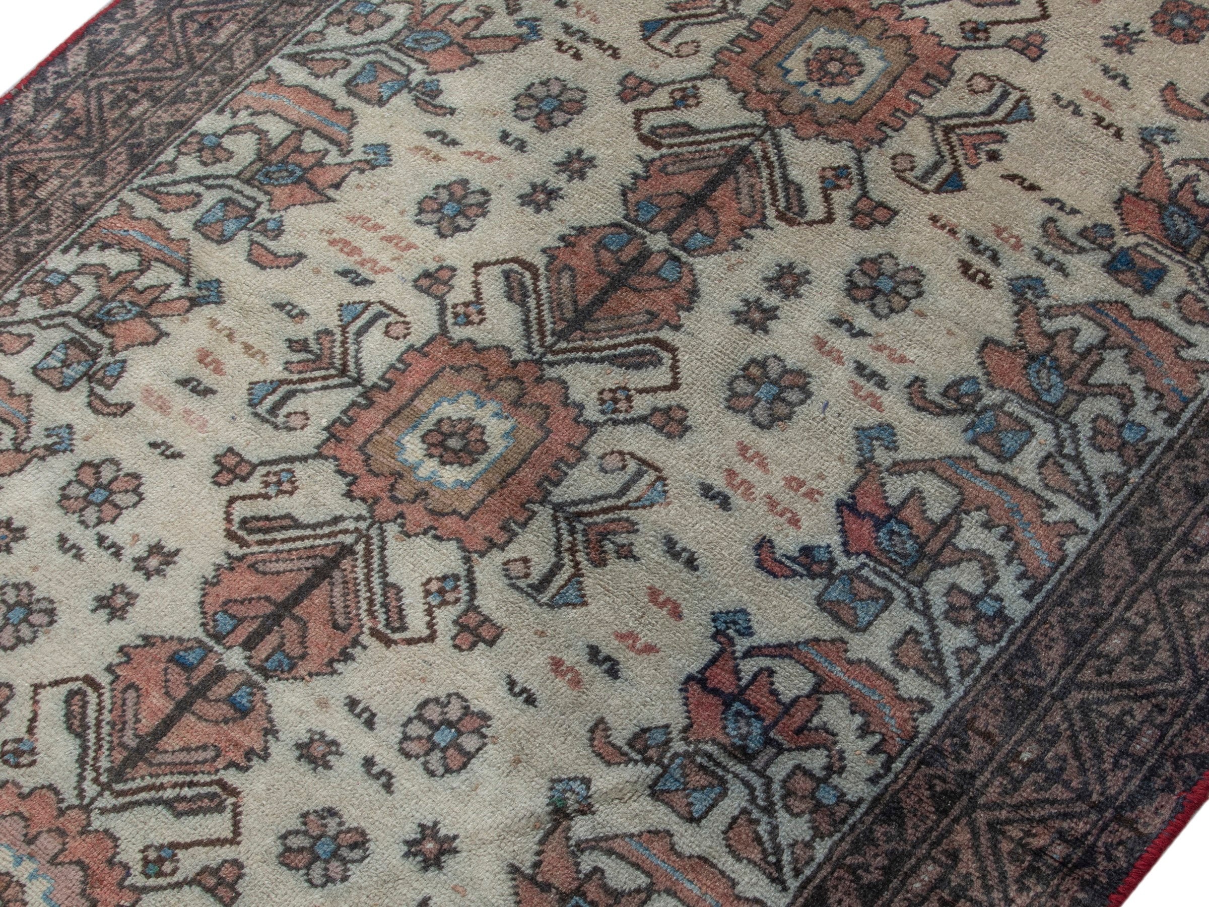 Persian Baluch accent rug in cream and rust, view 4 of 18
