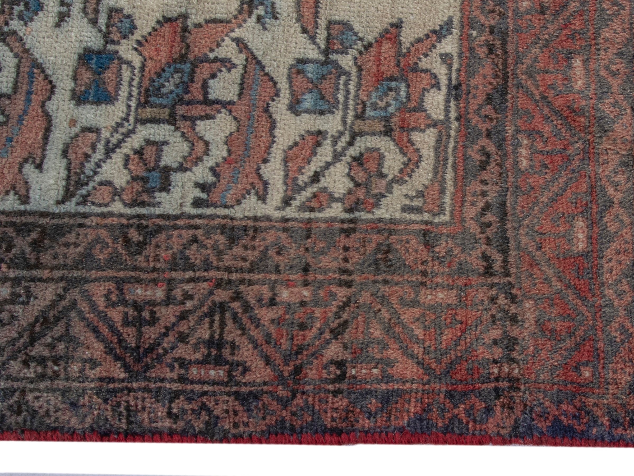 Persian Baluch accent rug in cream and rust, view 10 of 18