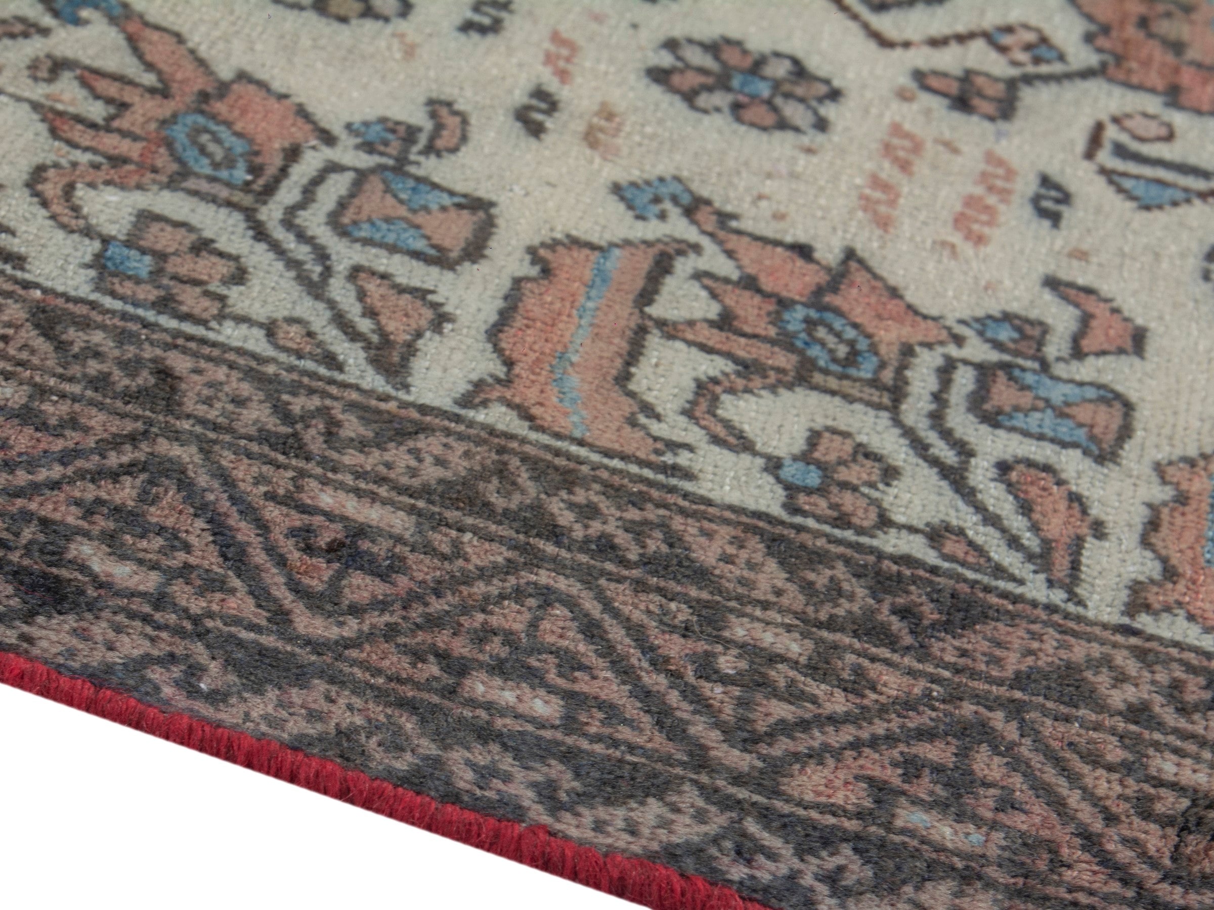 Persian Baluch accent rug in cream and rust, view 6 of 18
