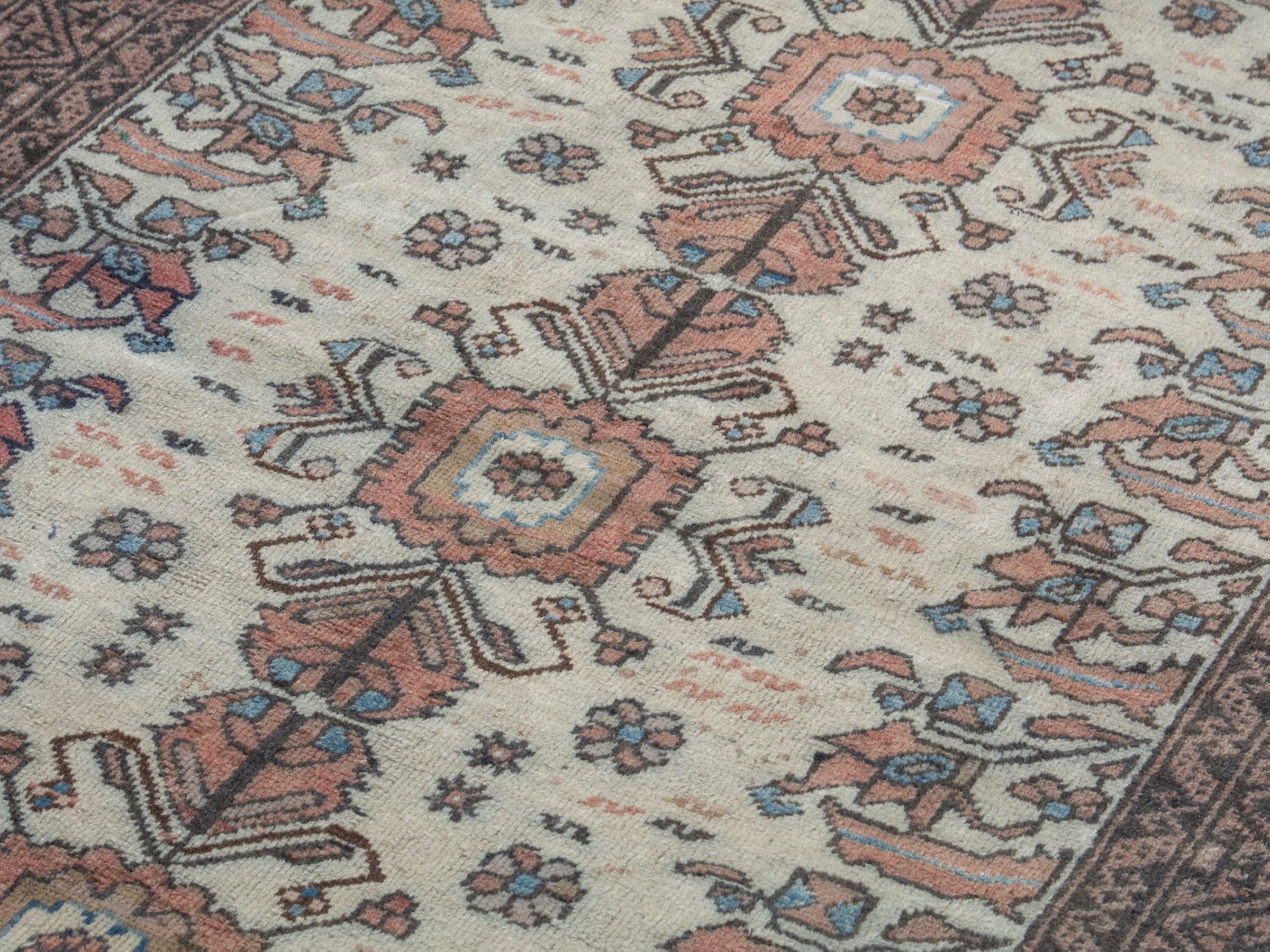 Persian Baluch accent rug in cream and rust, view 7 of 18