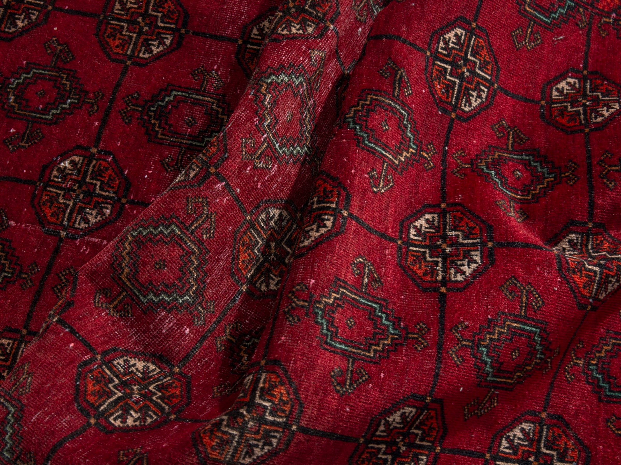 Persian Baluch runner rug in deep red and burgundy, view 17 of 18